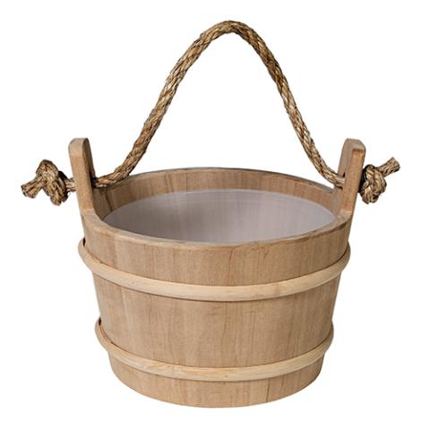Lined Wood Sauna Bucket, Rope Handle, 4-Liter, Thermo-Aspen
