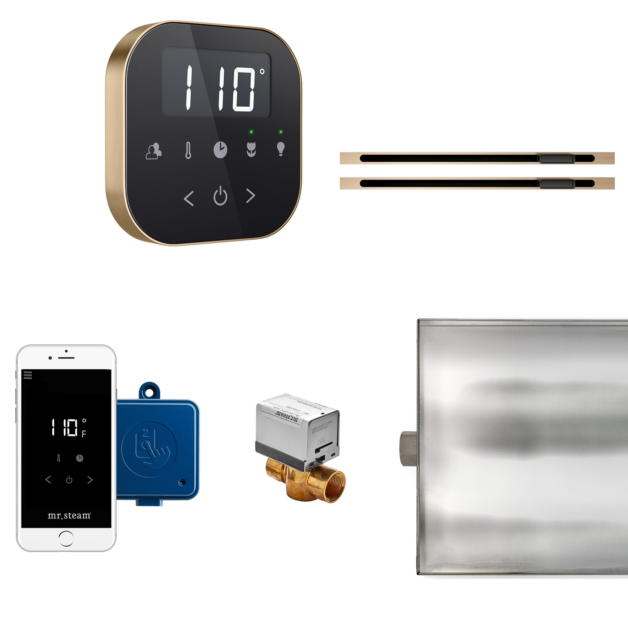 AirButler Max Linear Steam Shower Control Package with AirTempo Control and Linear SteamHead