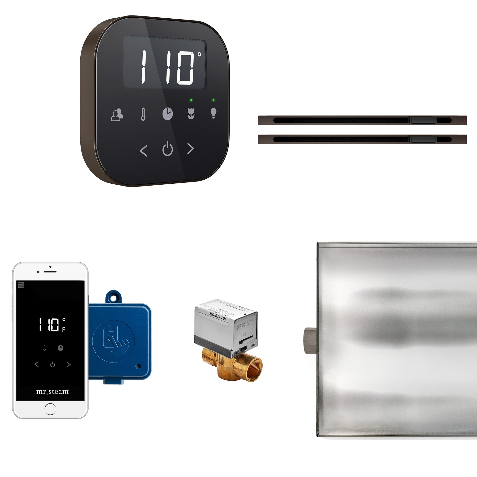 AirButler Max Linear Steam Shower Control Package with AirTempo Control and Linear SteamHead