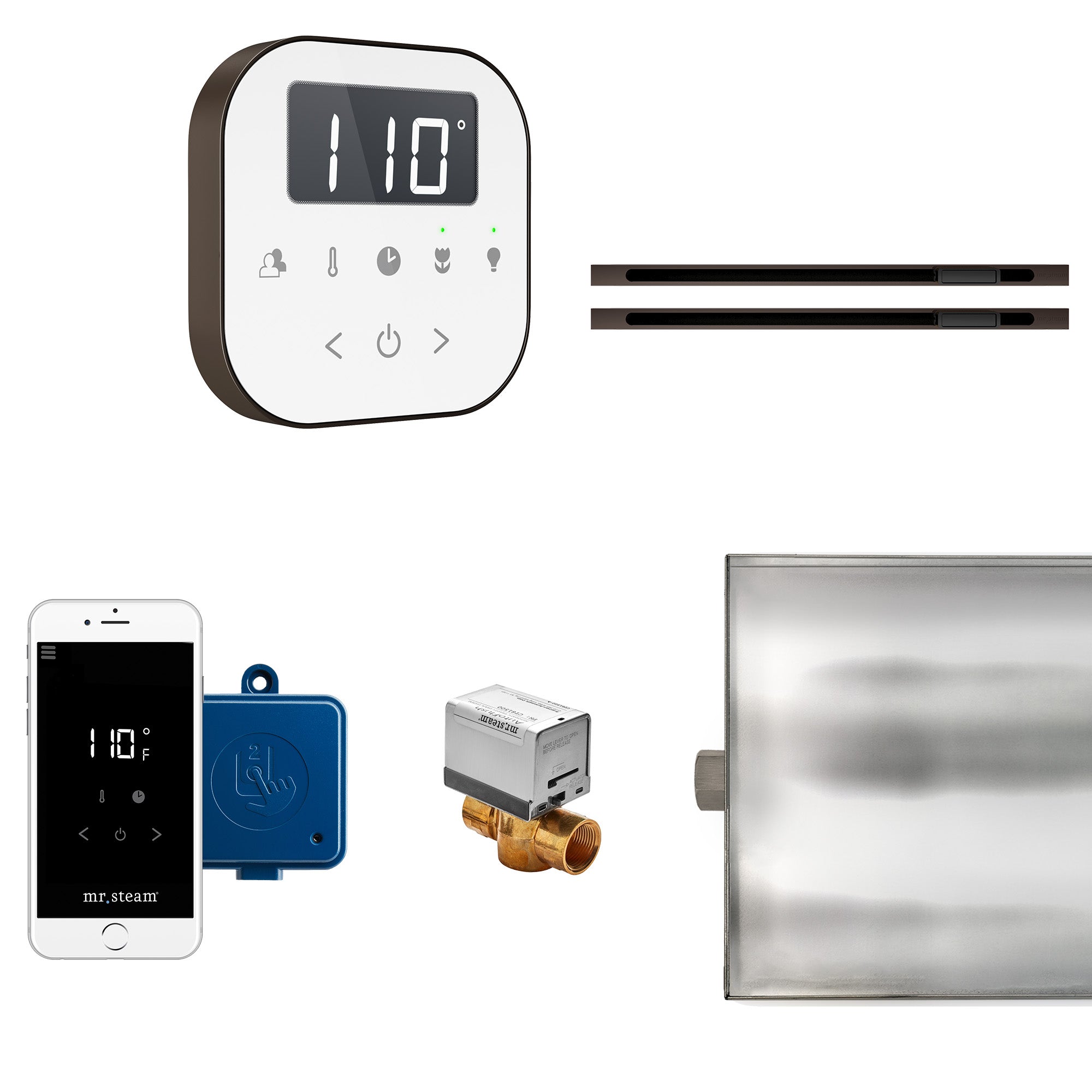 AirButler Max Linear Steam Shower Control Package with AirTempo Control and Linear SteamHead