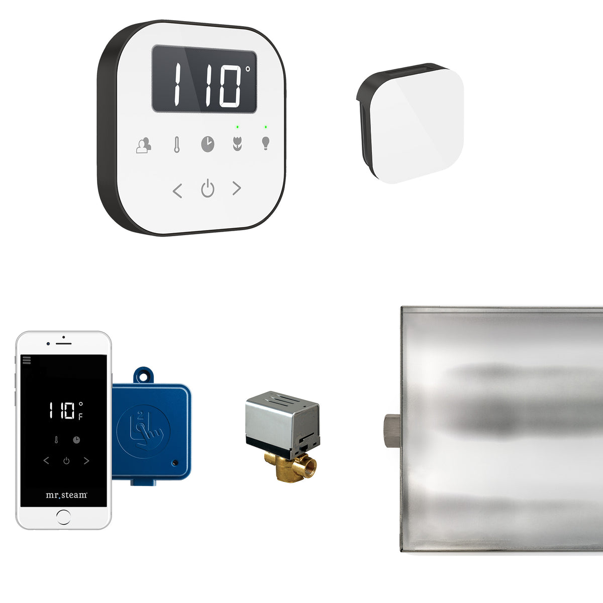 AirButler Steam Shower Control Package with AirTempo Control and Aroma Glass SteamHead