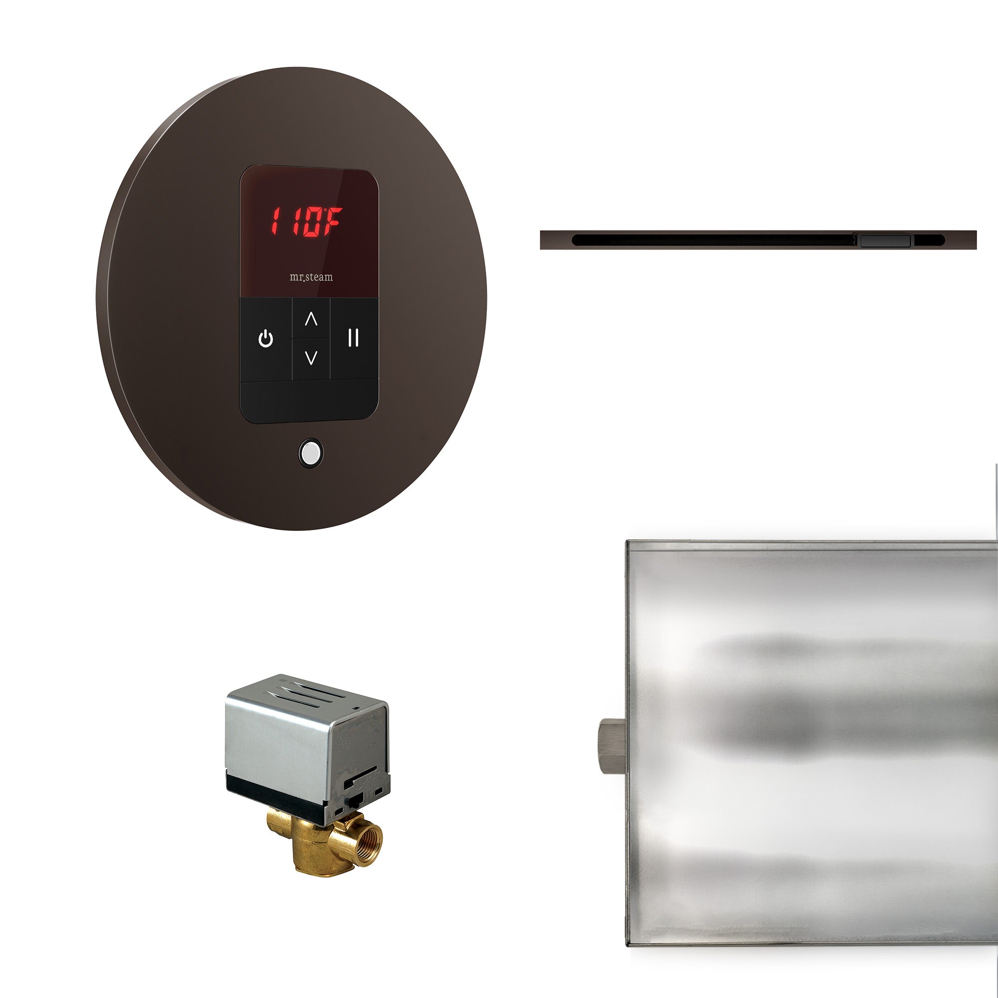 Basic Butler Linear Steam Shower Control Package with iTempo Control and Linear SteamHead in Round