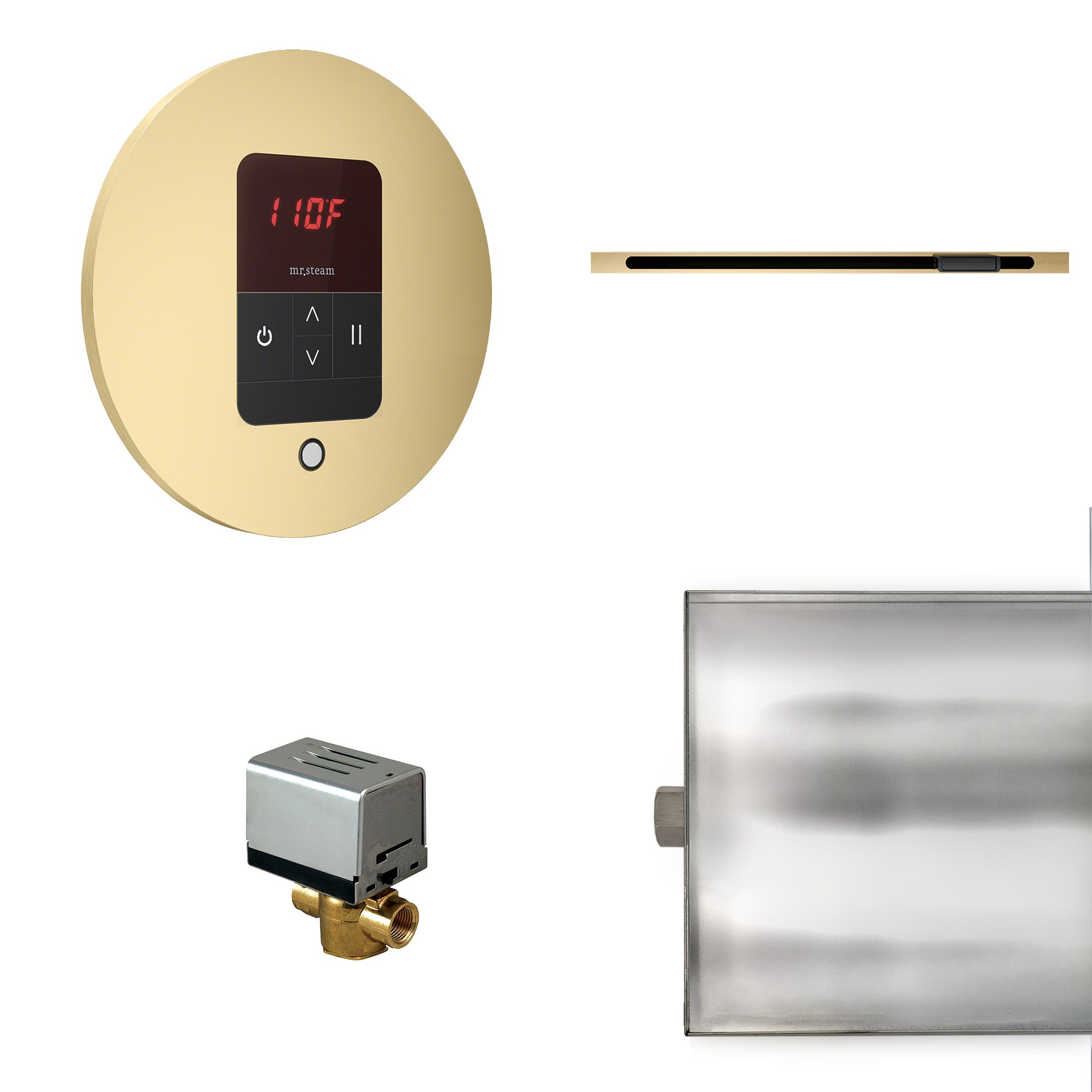 Basic Butler Linear Steam Shower Control Package with iTempo Control and Linear SteamHead in Round