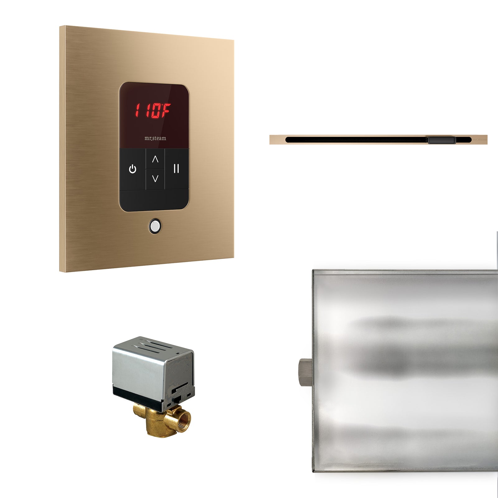Basic Butler Linear Steam Shower Control Package with iTempo Control and Linear SteamHead in Square