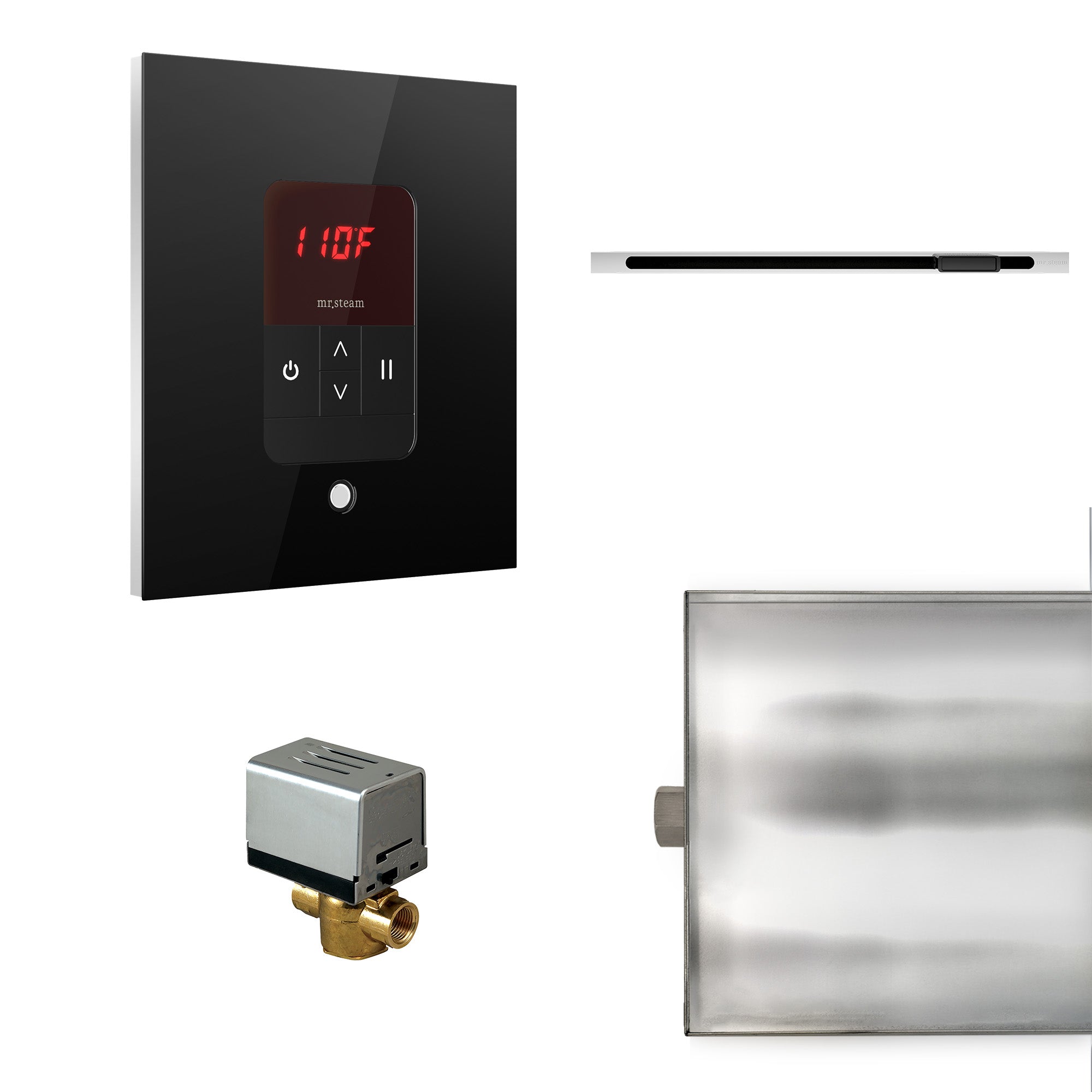 Basic Butler Linear Steam Shower Control Package with iTempo Control and Linear SteamHead in Square