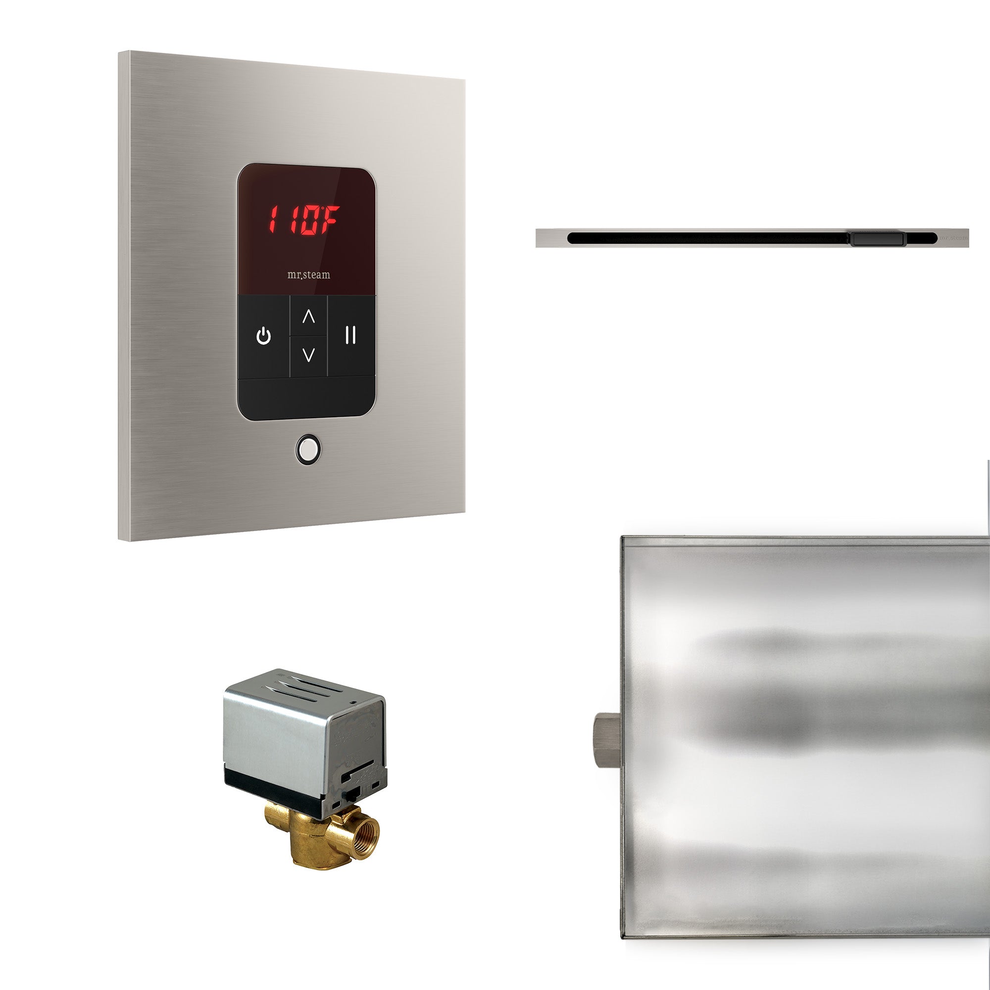 Basic Butler Linear Steam Shower Control Package with iTempo Control and Linear SteamHead in Square