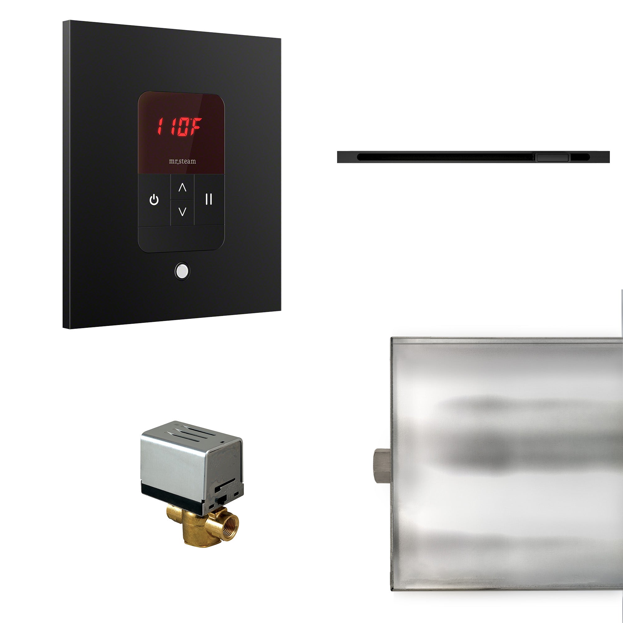 Basic Butler Linear Steam Shower Control Package with iTempo Control and Linear SteamHead in Square