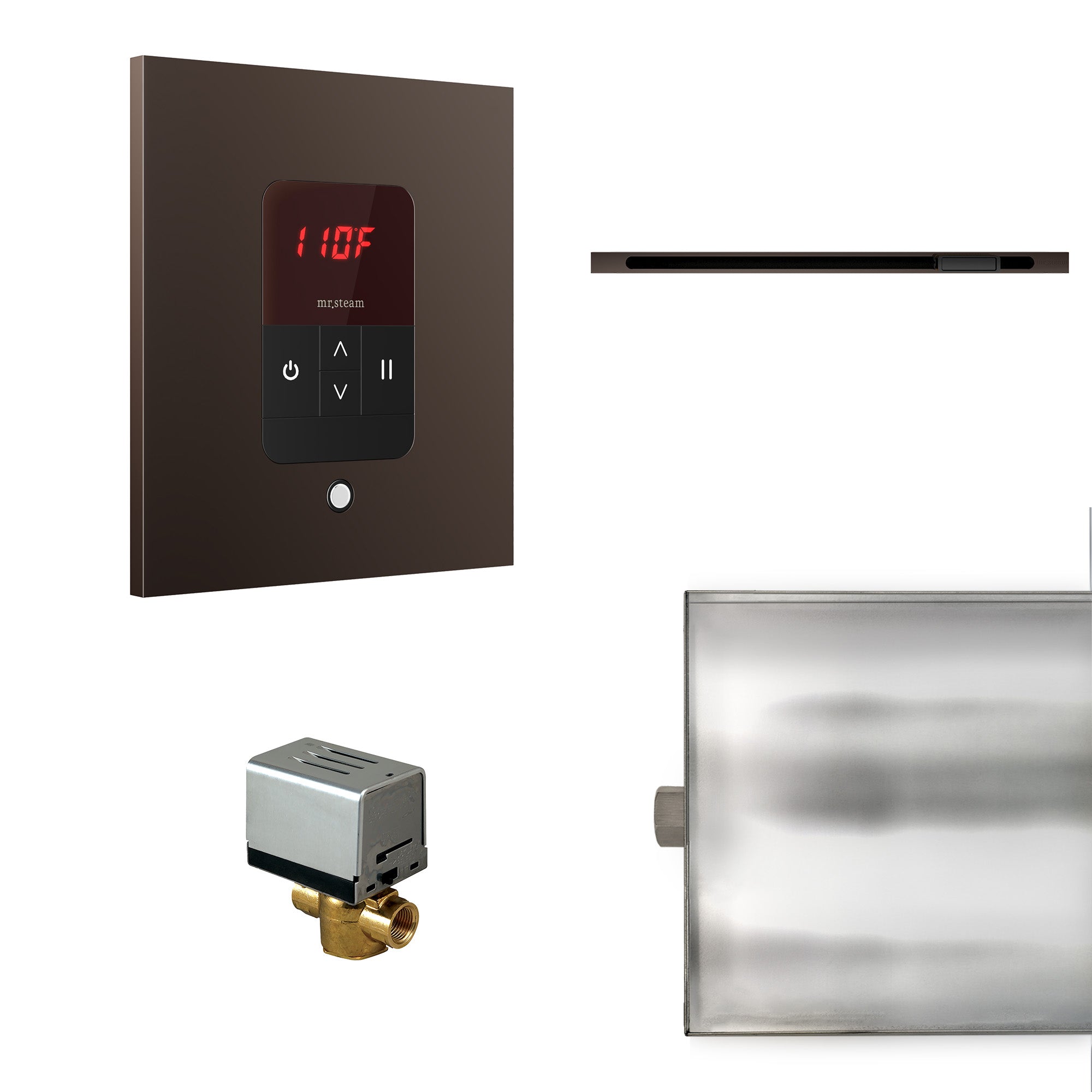 Basic Butler Linear Steam Shower Control Package with iTempo Control and Linear SteamHead in Square