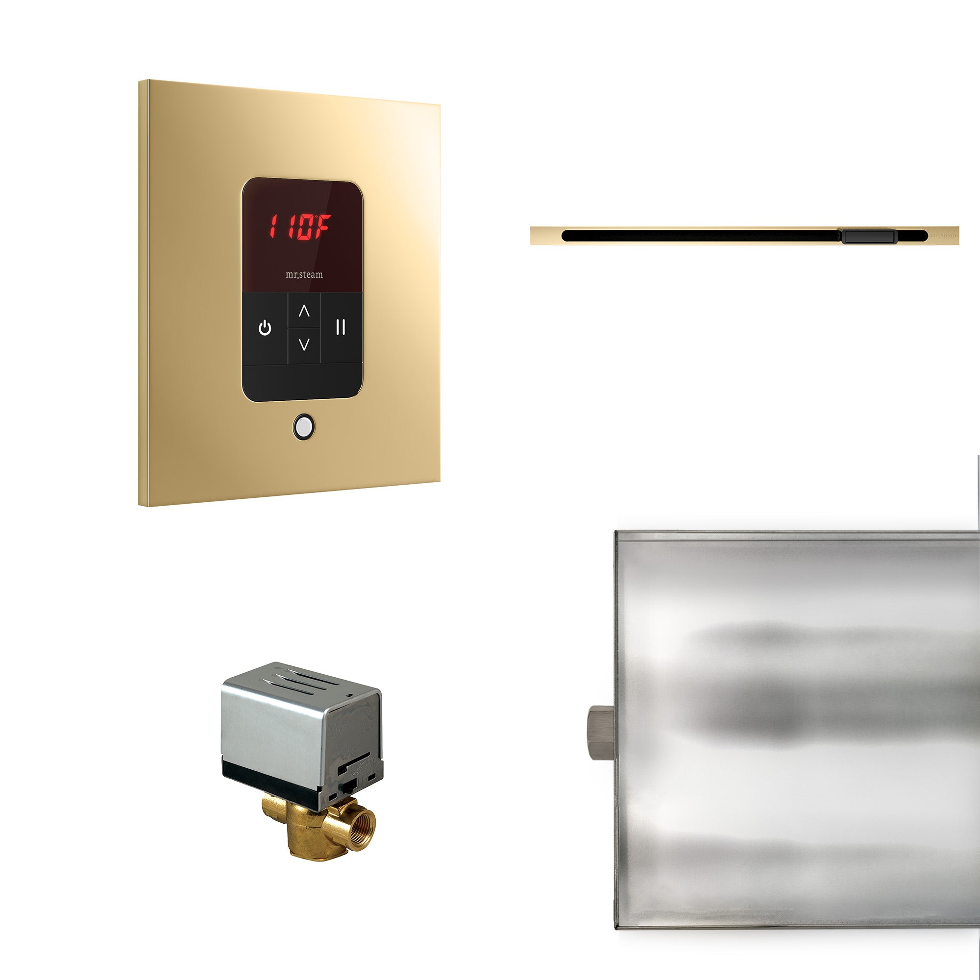 Basic Butler Linear Steam Shower Control Package with iTempo Control and Linear SteamHead in Square