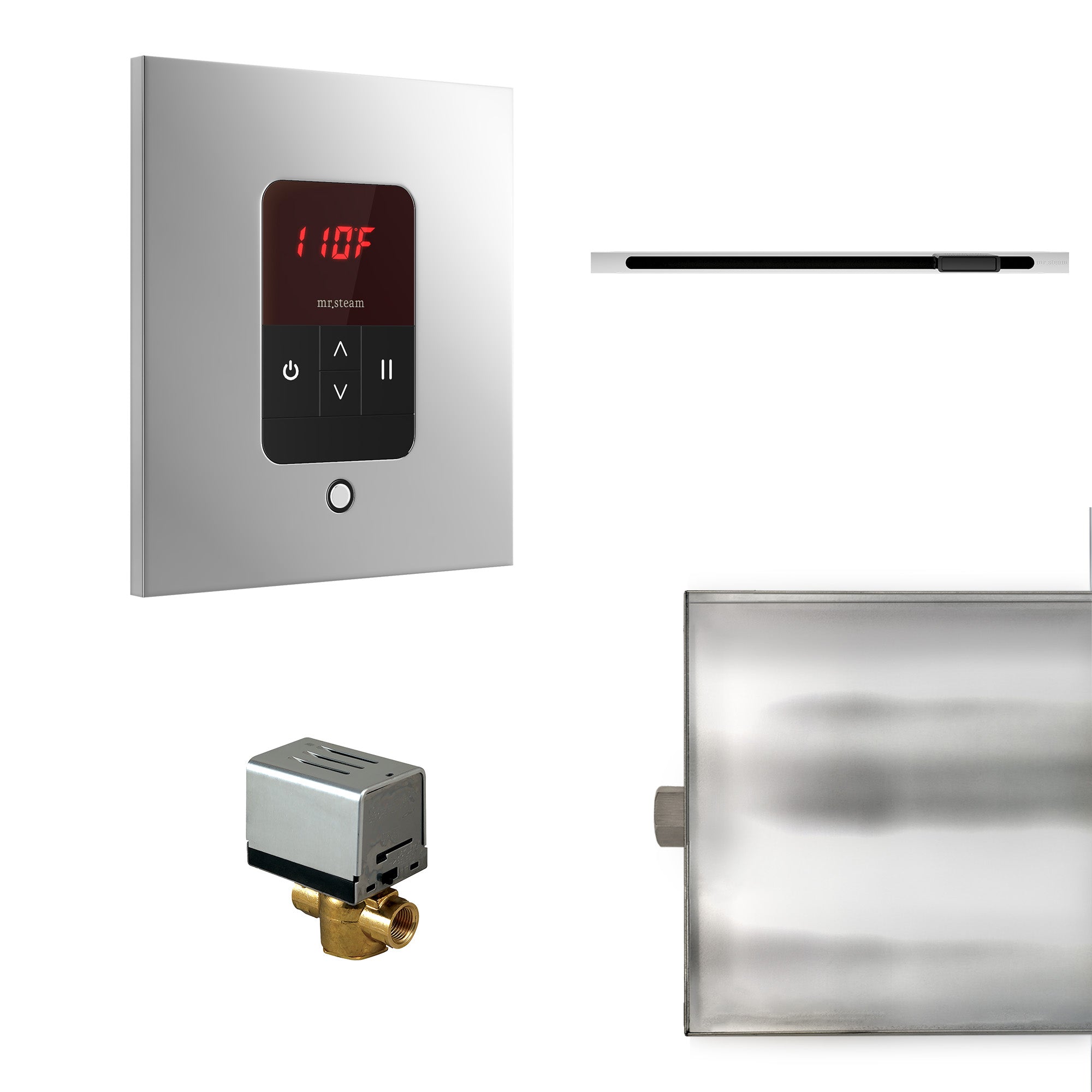 Basic Butler Linear Steam Shower Control Package with iTempo Control and Linear SteamHead in Square