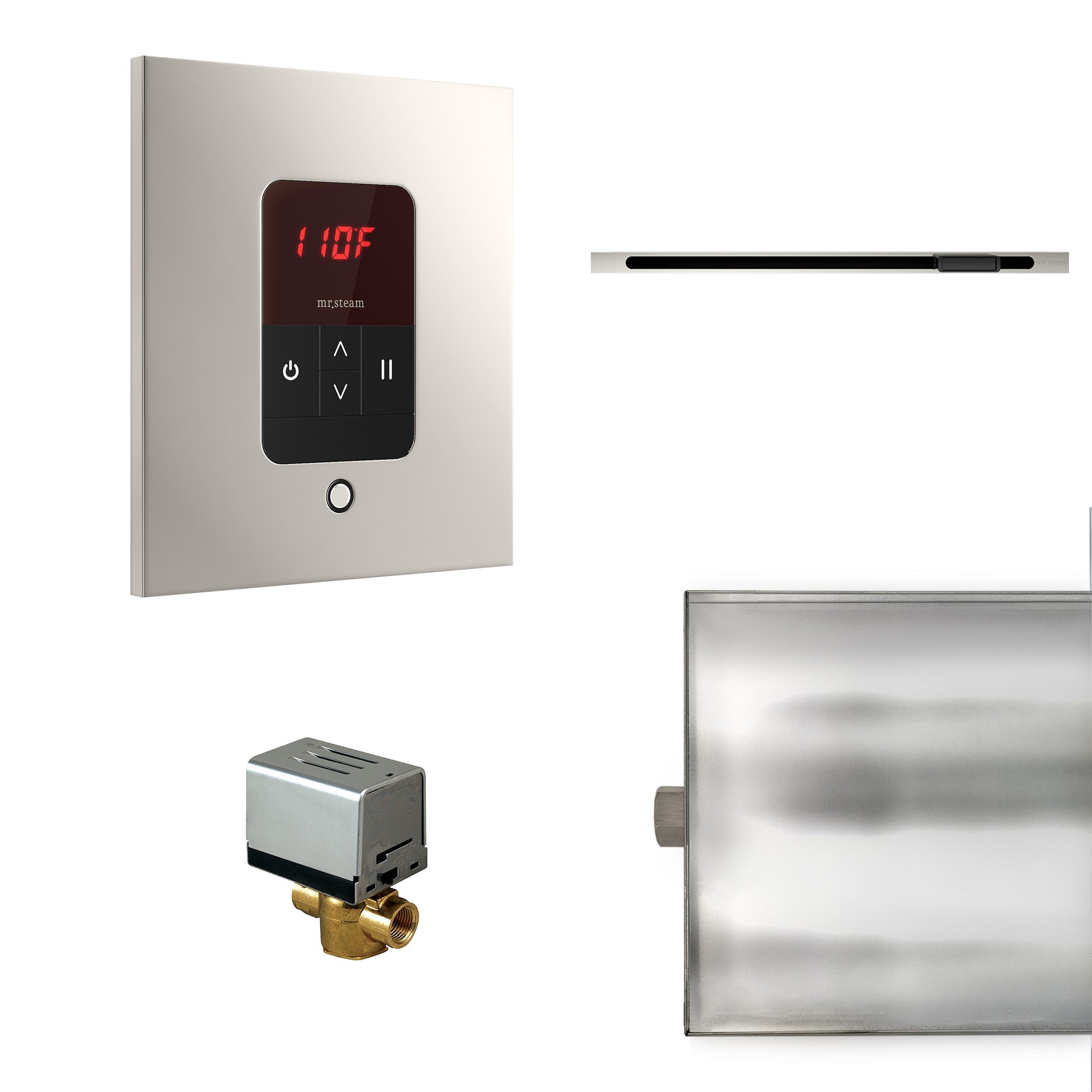 Basic Butler Linear Steam Shower Control Package with iTempo Control and Linear SteamHead in Square