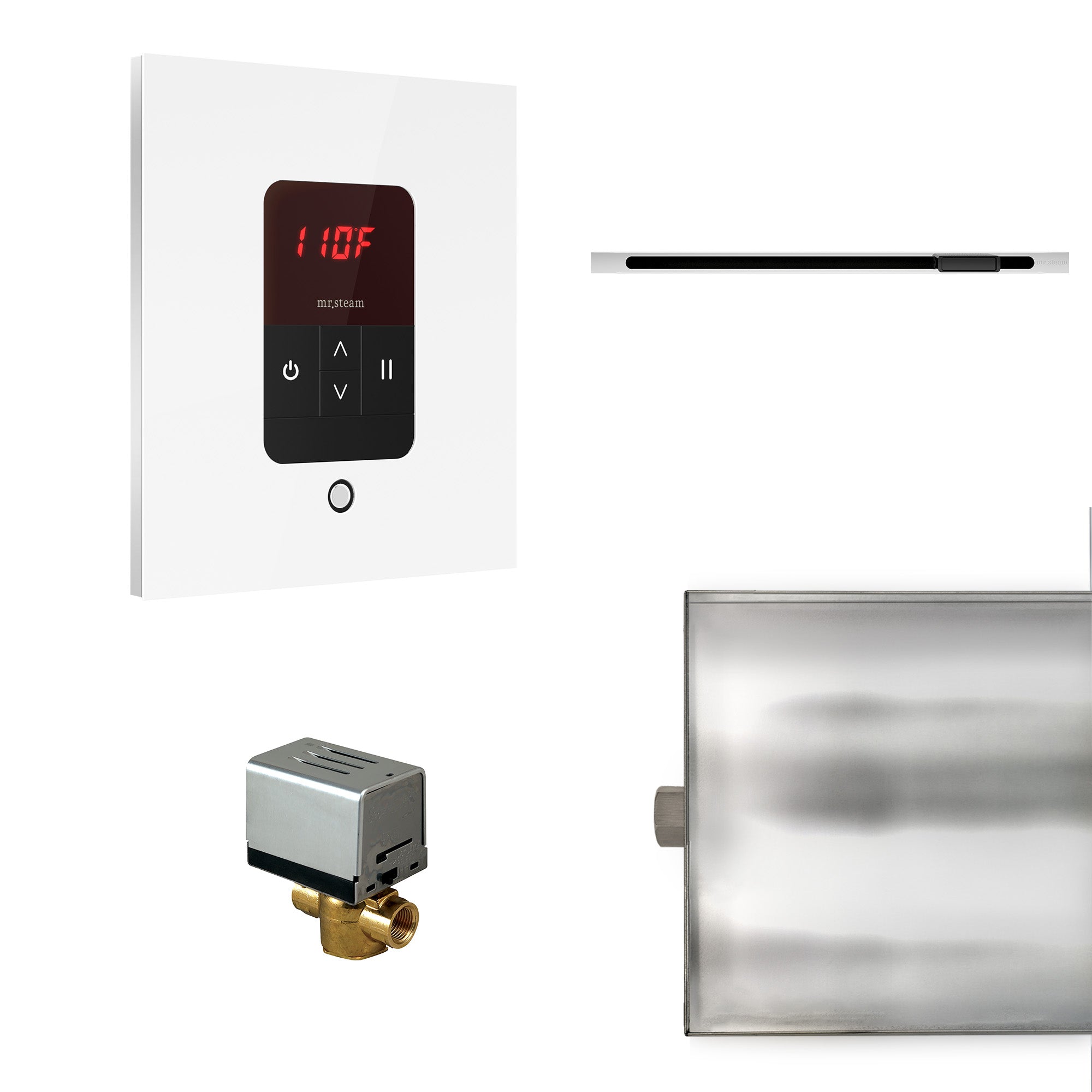 Basic Butler Linear Steam Shower Control Package with iTempo Control and Linear SteamHead in Square