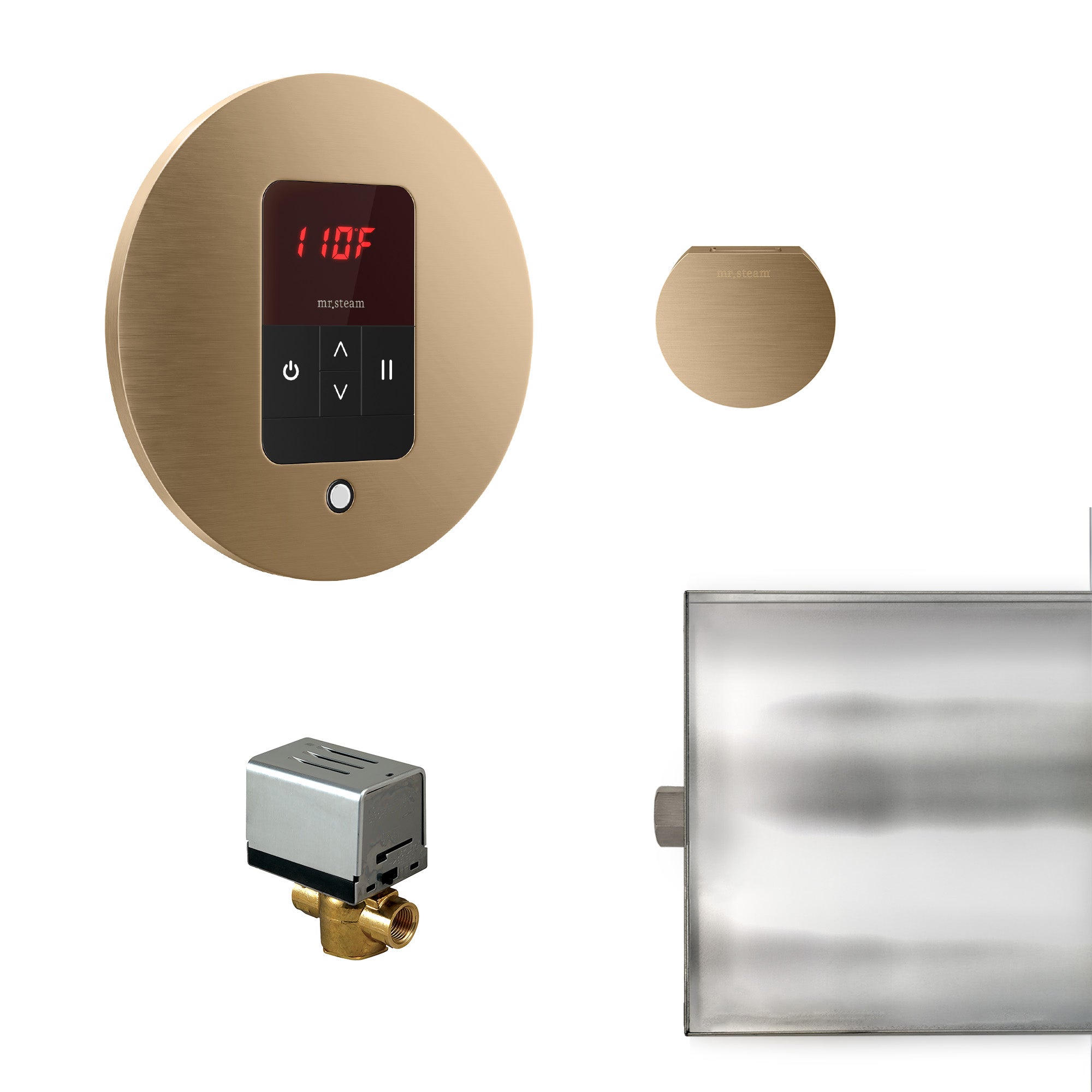 Basic Butler Steam Shower Control Package with iTempo Control and Aroma Designer SteamHead in Round