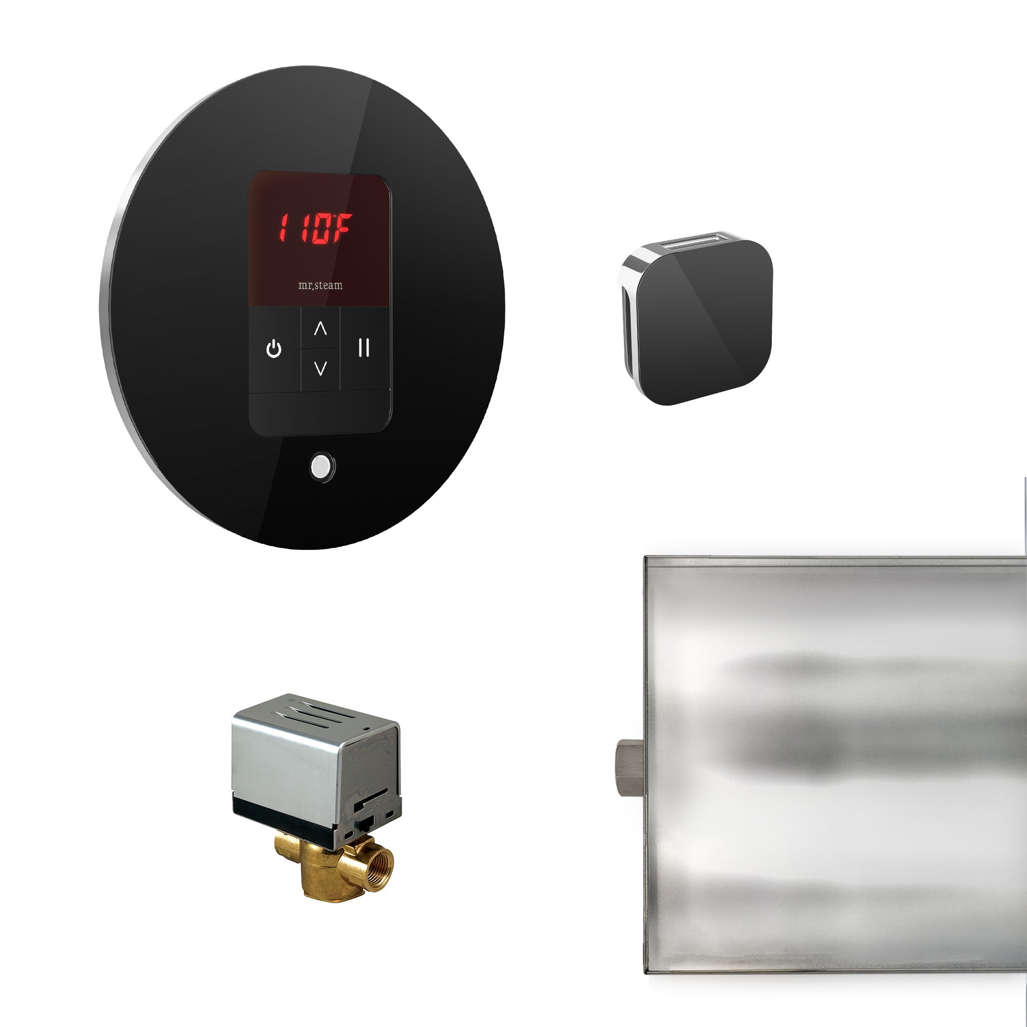 Basic Butler Steam Shower Control Package with iTempo Control and Aroma Designer SteamHead in Round