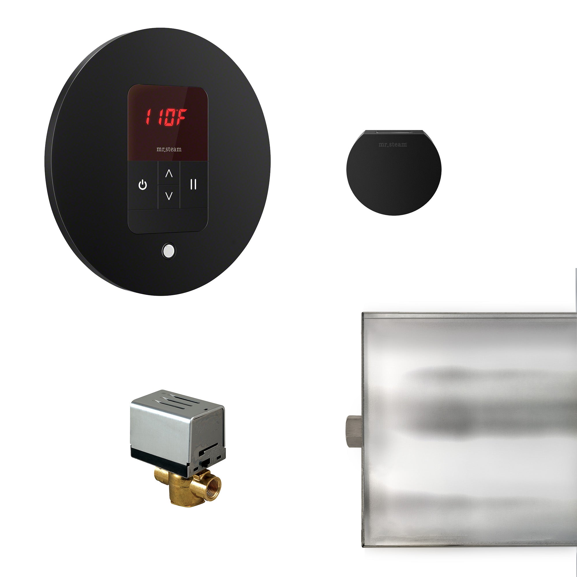 Basic Butler Steam Shower Control Package with iTempo Control and Aroma Designer SteamHead in Round
