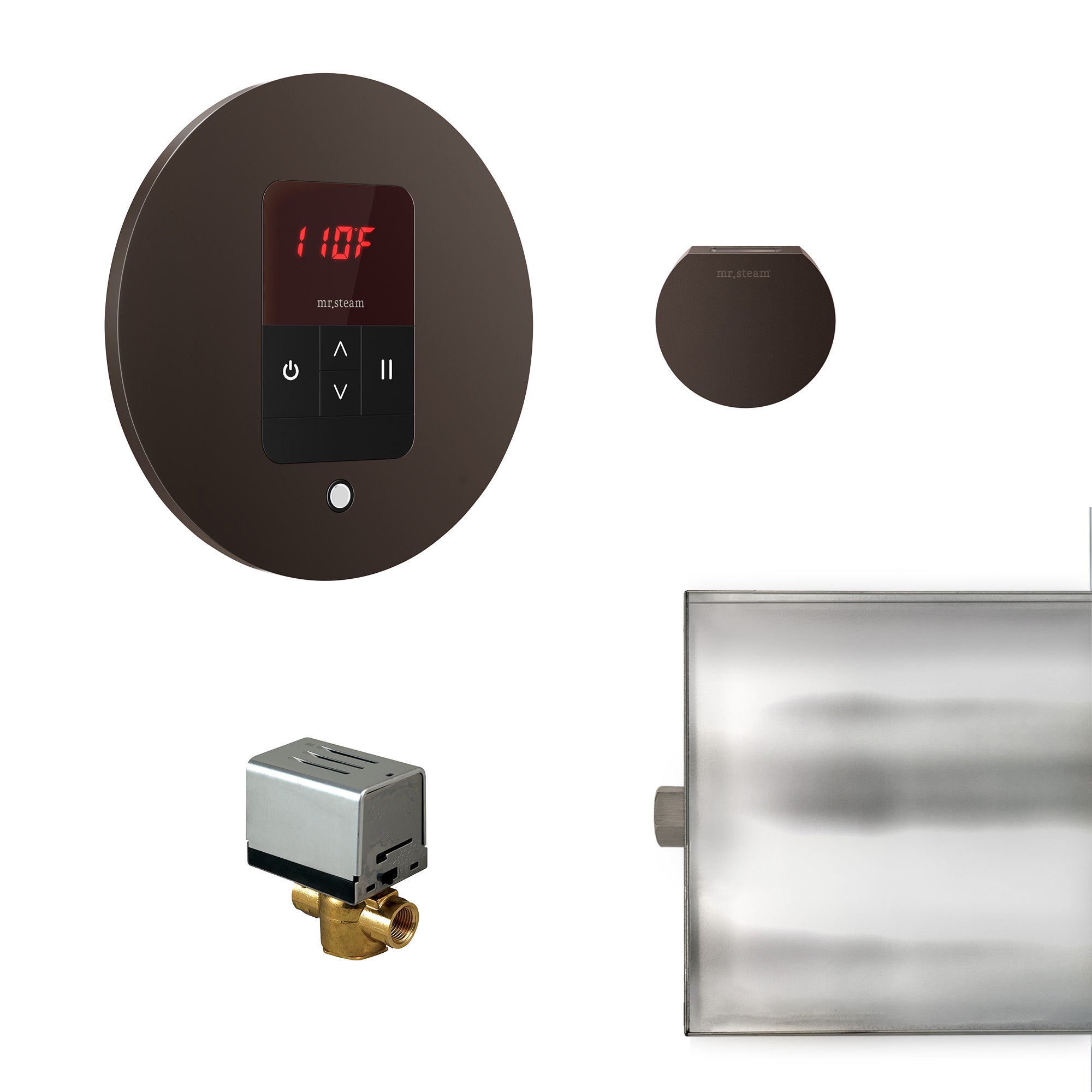 Basic Butler Steam Shower Control Package with iTempo Control and Aroma Designer SteamHead in Round