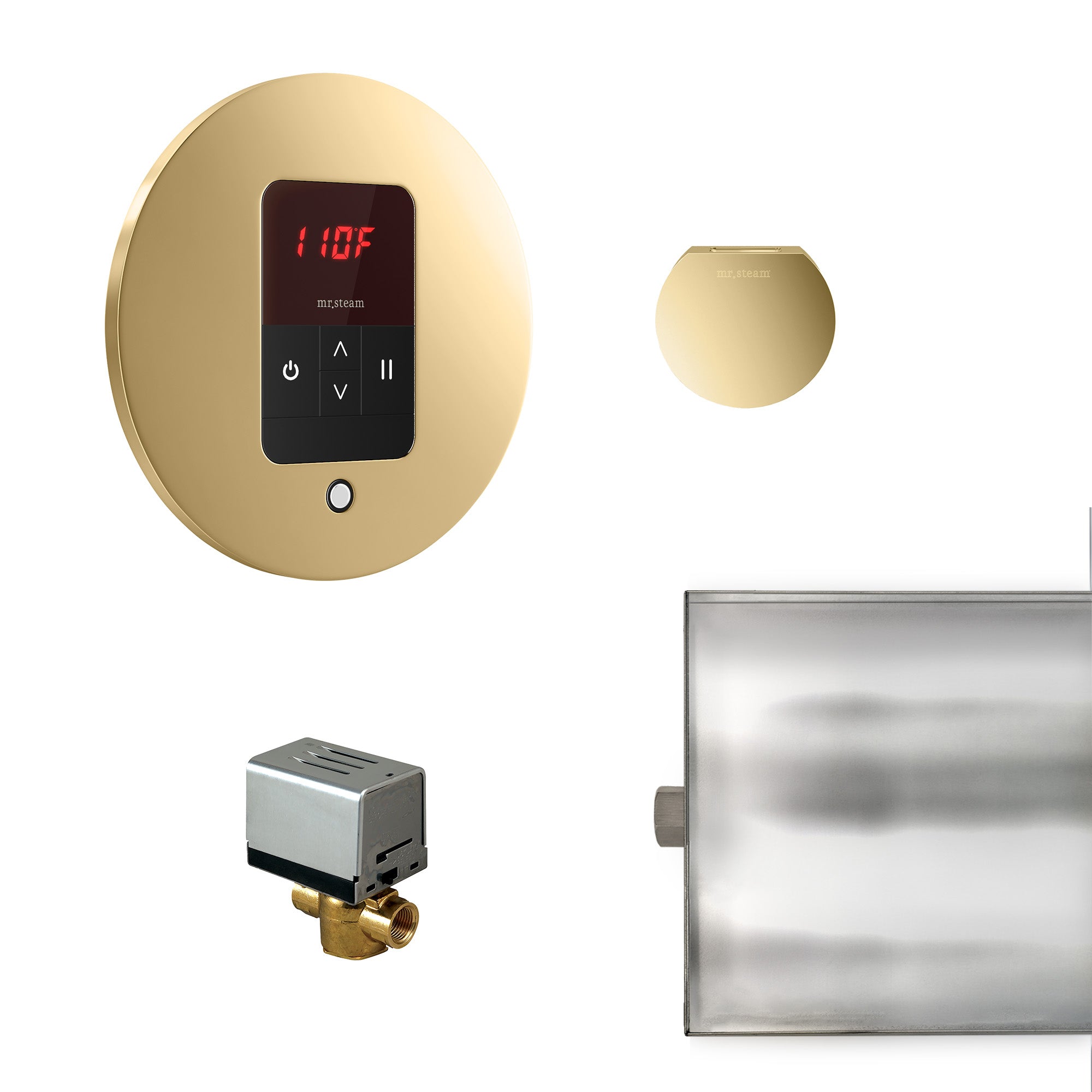 Basic Butler Steam Shower Control Package with iTempo Control and Aroma Designer SteamHead in Round