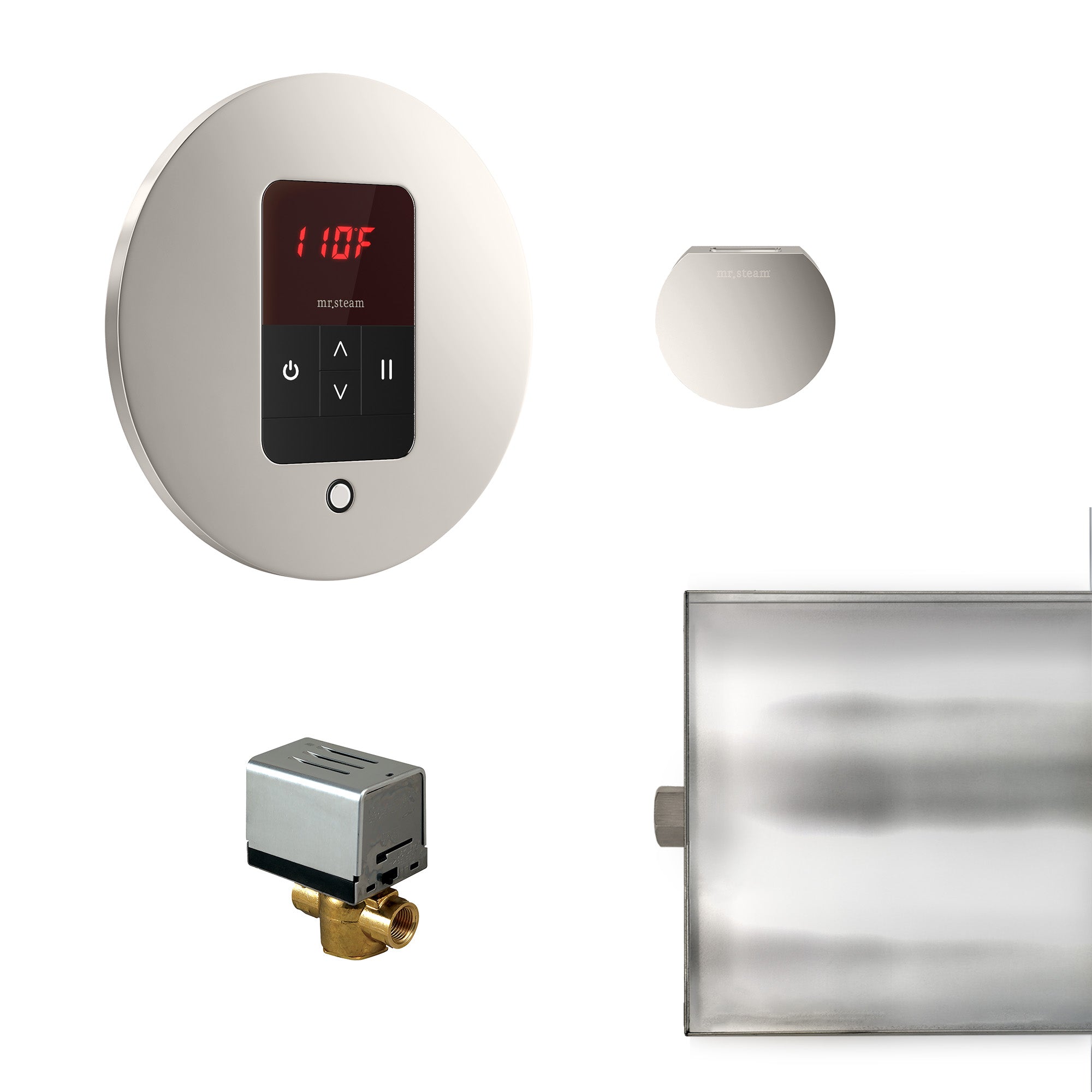 Basic Butler Steam Shower Control Package with iTempo Control and Aroma Designer SteamHead in Round