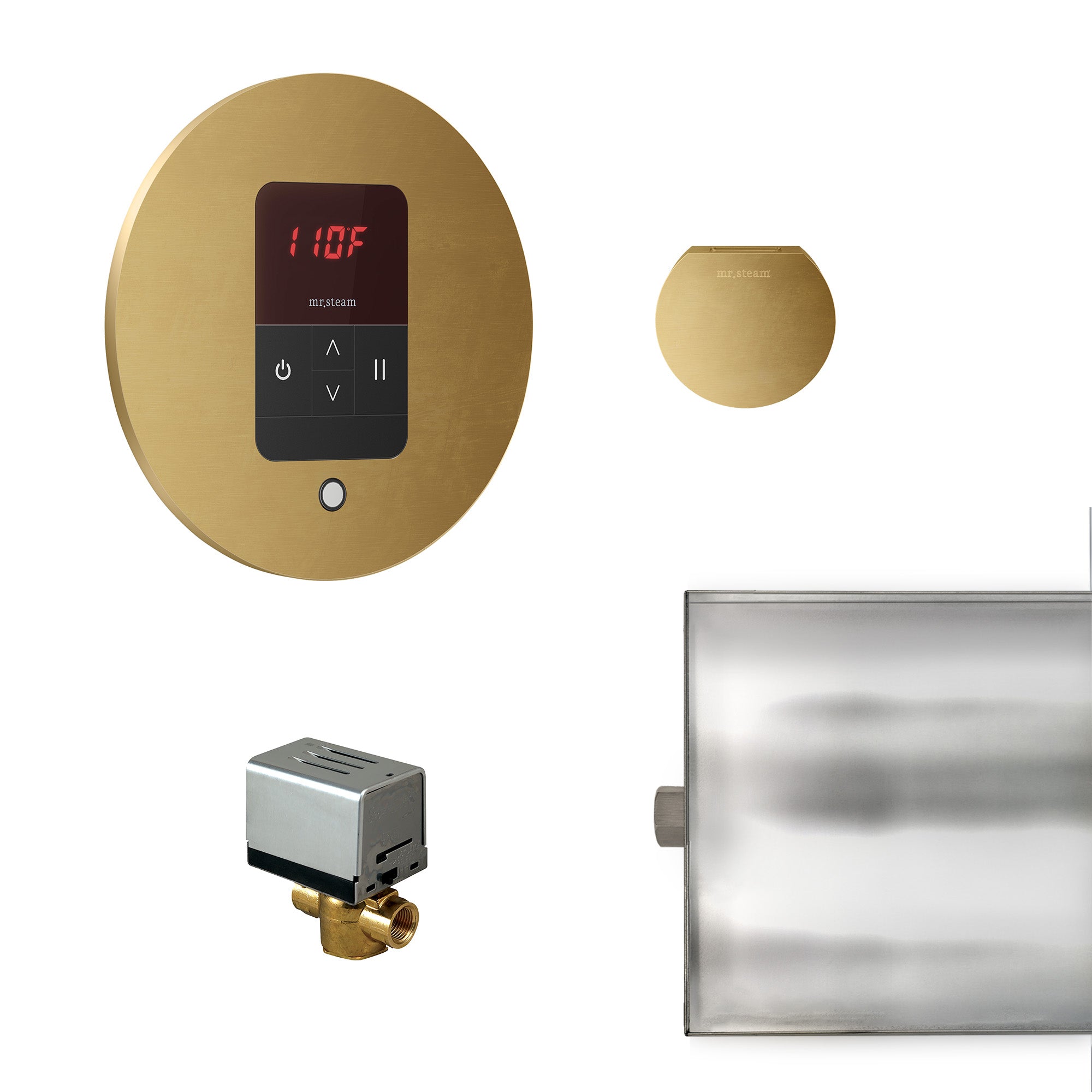 Basic Butler Steam Shower Control Package with iTempo Control and Aroma Designer SteamHead in Round