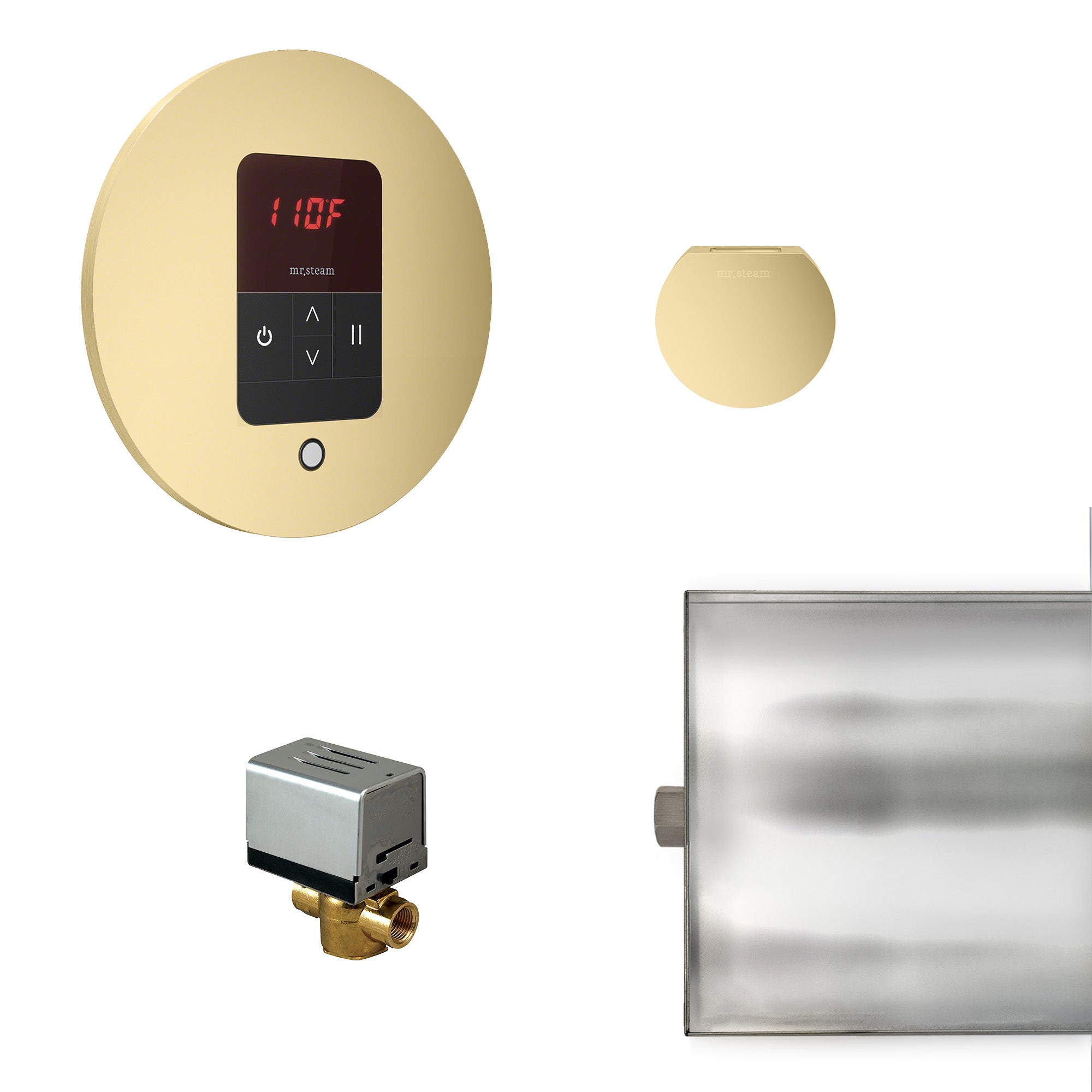 Basic Butler Steam Shower Control Package with iTempo Control and Aroma Designer SteamHead in Round