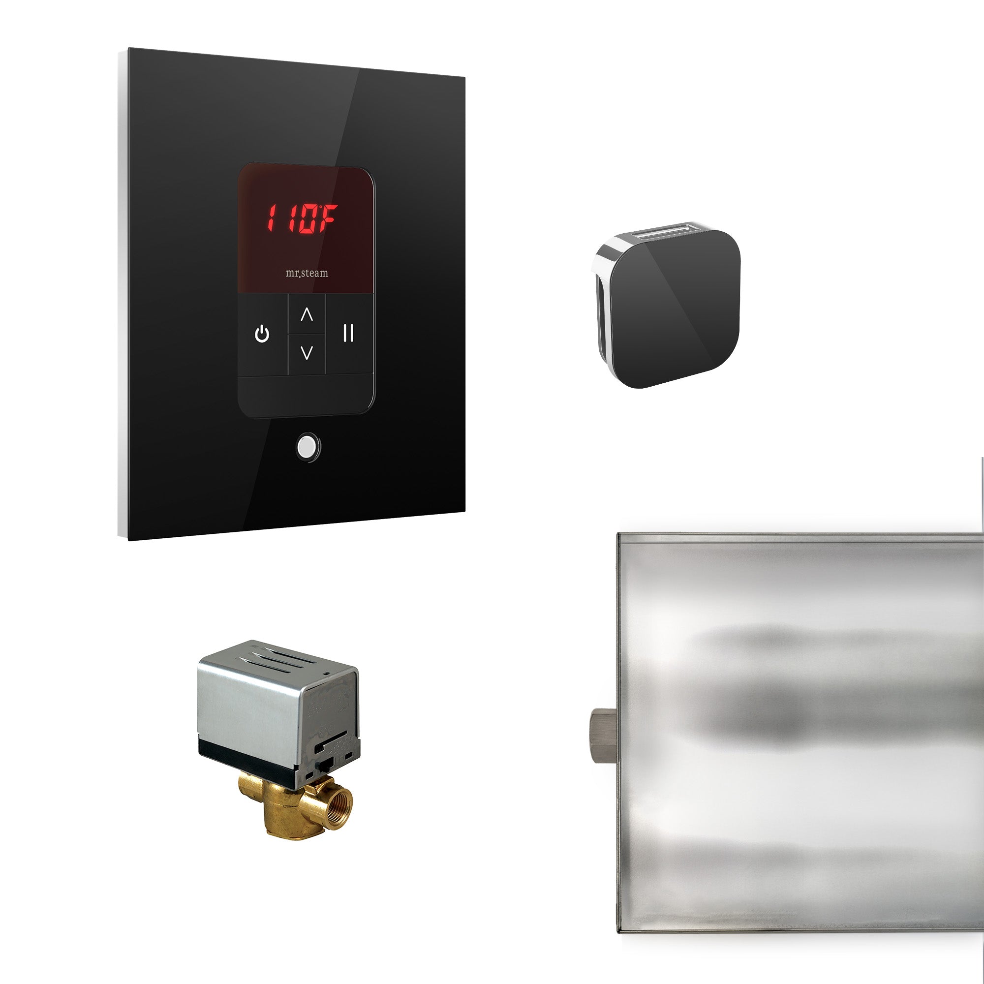 Basic Butler Steam Shower Control Package with iTempo Control and Aroma Designer SteamHead in Square