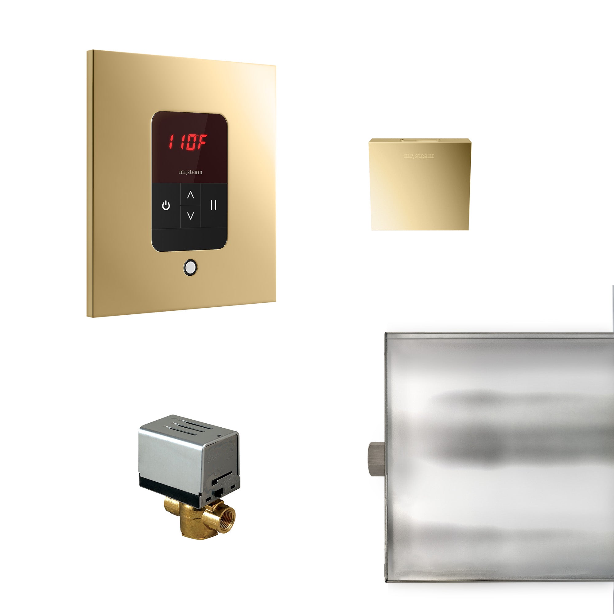 Basic Butler Steam Shower Control Package with iTempo Control and Aroma Designer SteamHead in Square
