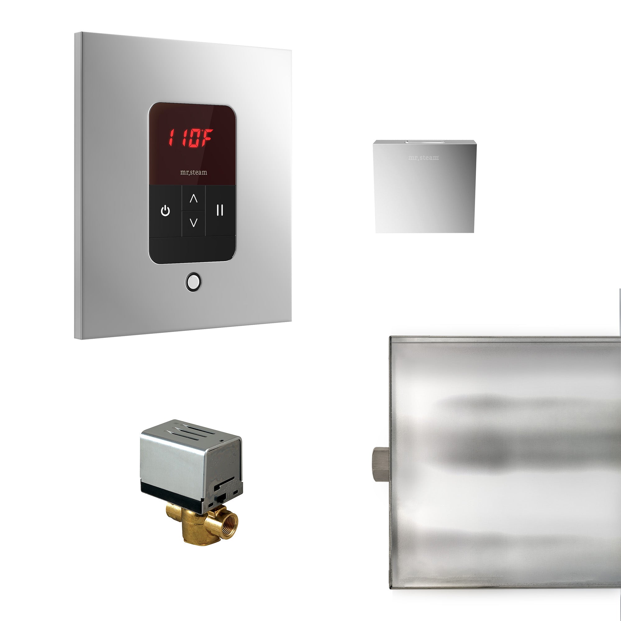 Basic Butler Steam Shower Control Package with iTempo Control and Aroma Designer SteamHead in Square