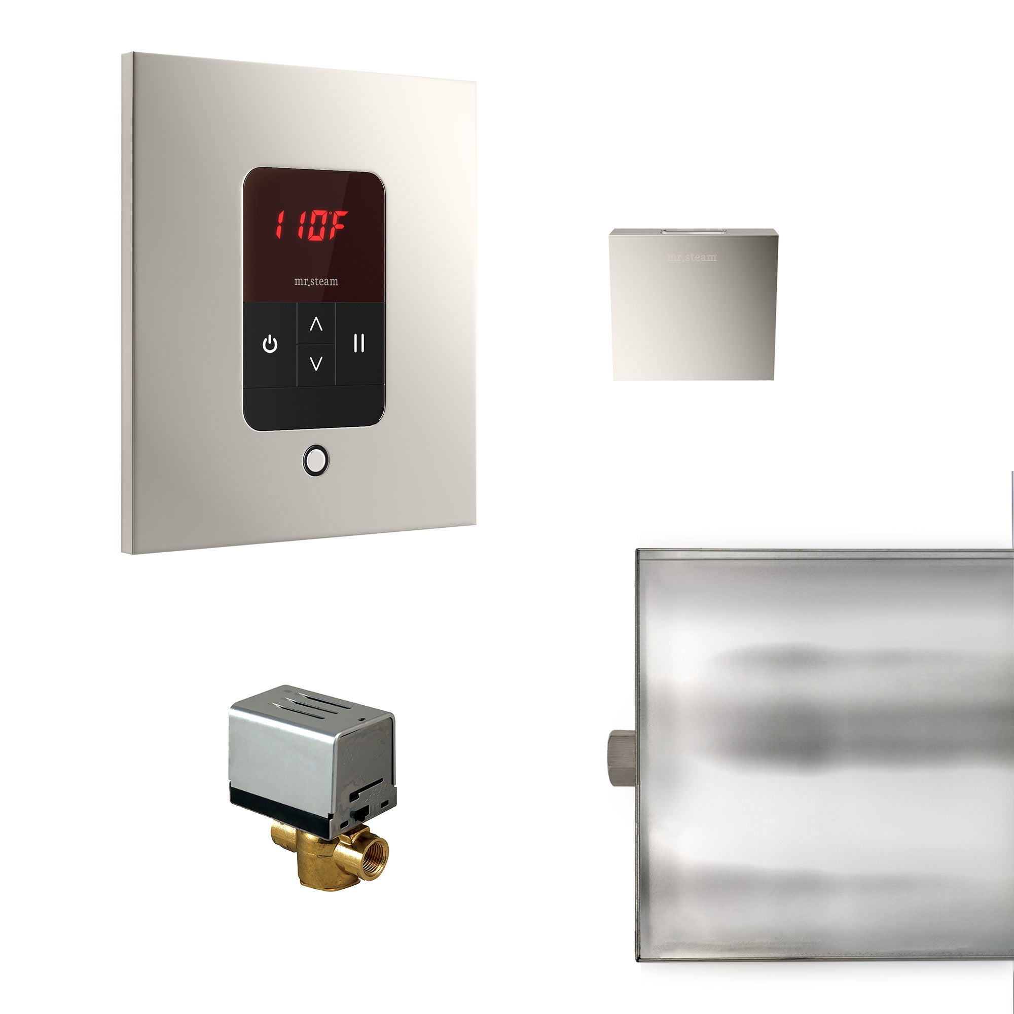 Basic Butler Steam Shower Control Package with iTempo Control and Aroma Designer SteamHead in Square