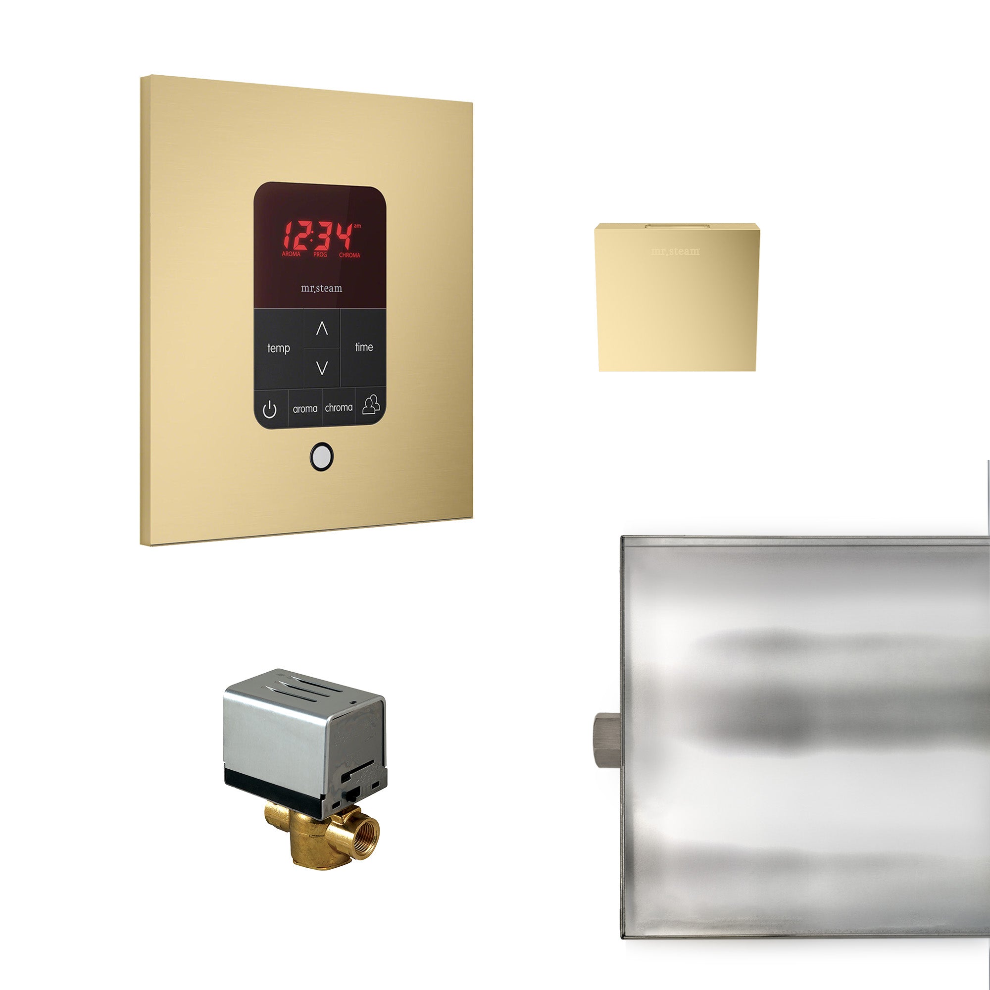 Basic Butler Steam Shower Control Package with iTempo Control and Aroma Designer SteamHead in Square