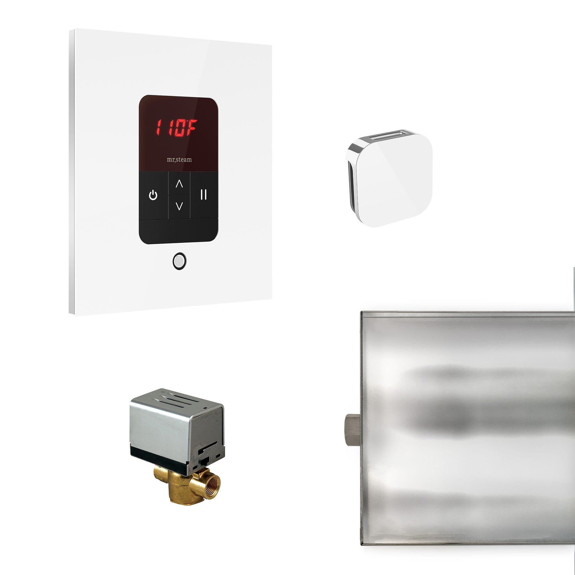 Basic Butler Steam Shower Control Package with iTempo Control and Aroma Designer SteamHead in Square