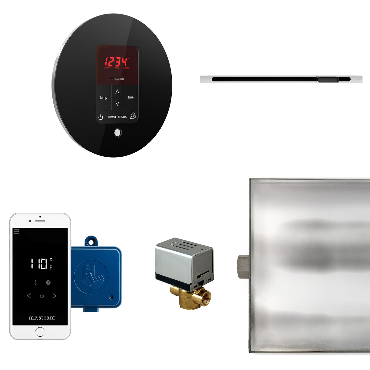 Butler Linear Steam Shower Control Package with iTempoPlus Control and Linear SteamHead in Round
