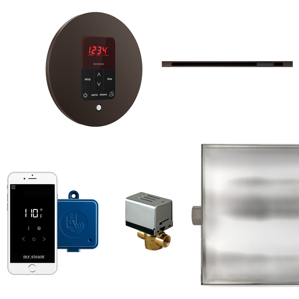 Butler Linear Steam Shower Control Package with iTempoPlus Control and Linear SteamHead in Round