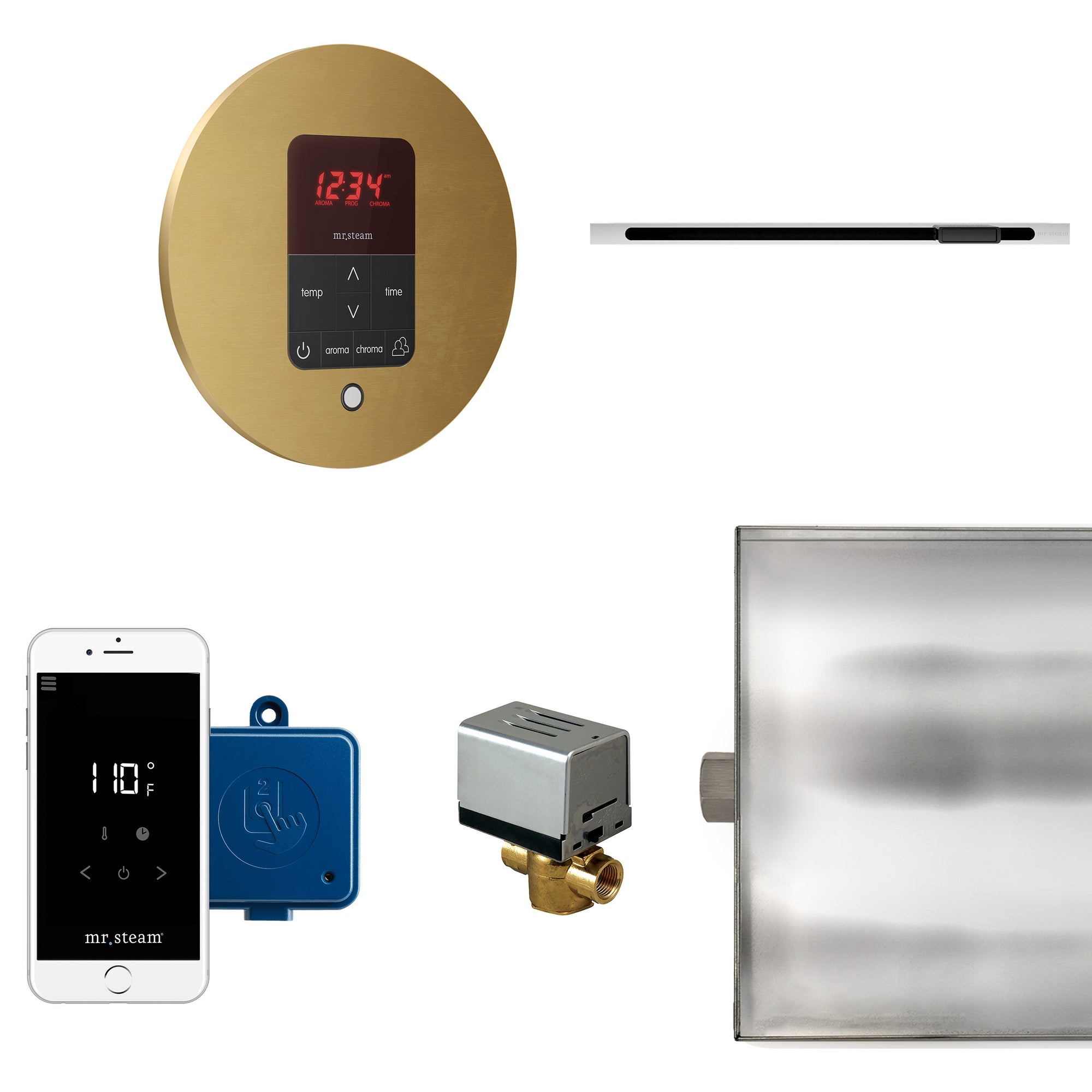 Butler Linear Steam Shower Control Package with iTempoPlus Control and Linear SteamHead in Round