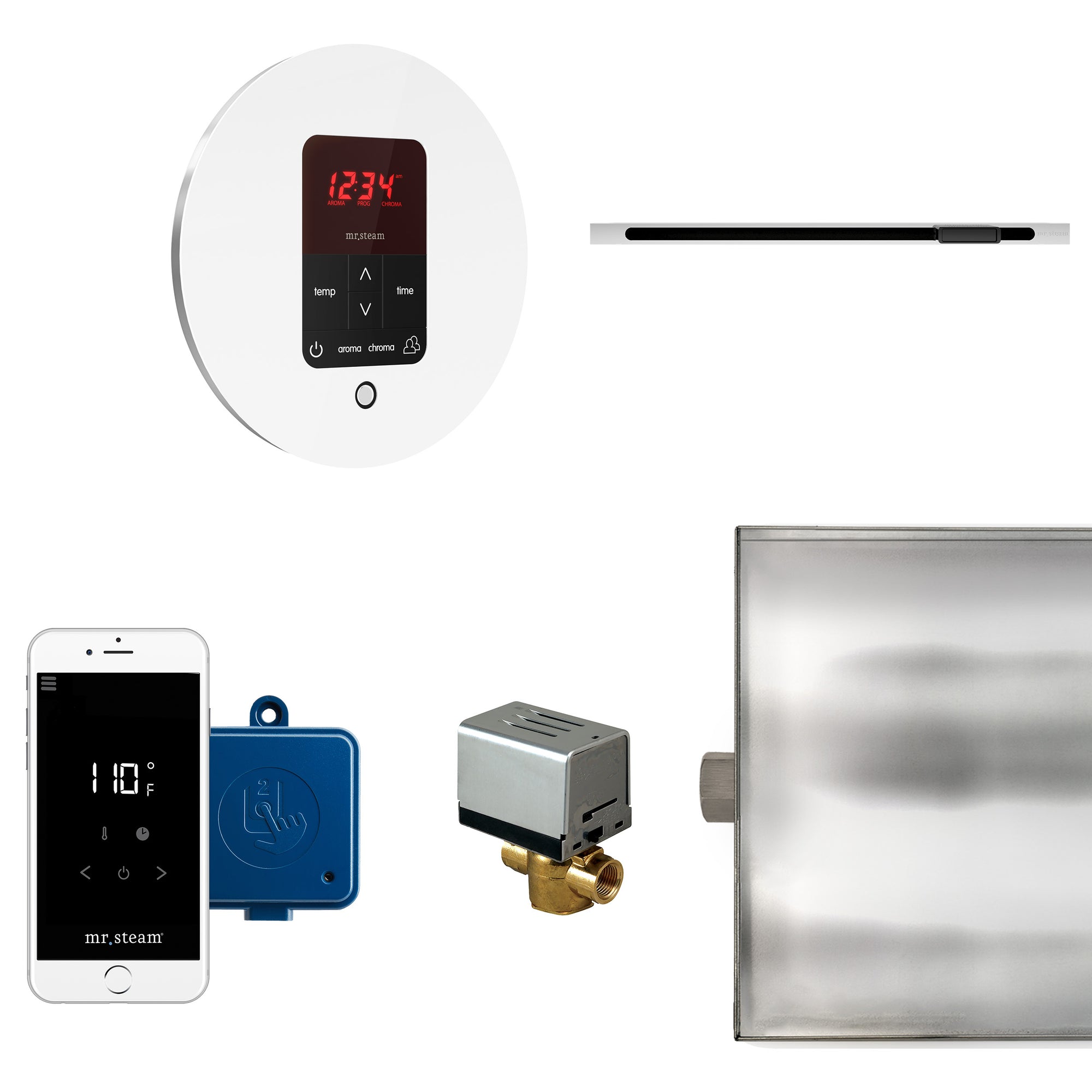 Butler Linear Steam Shower Control Package with iTempoPlus Control and Linear SteamHead in Round