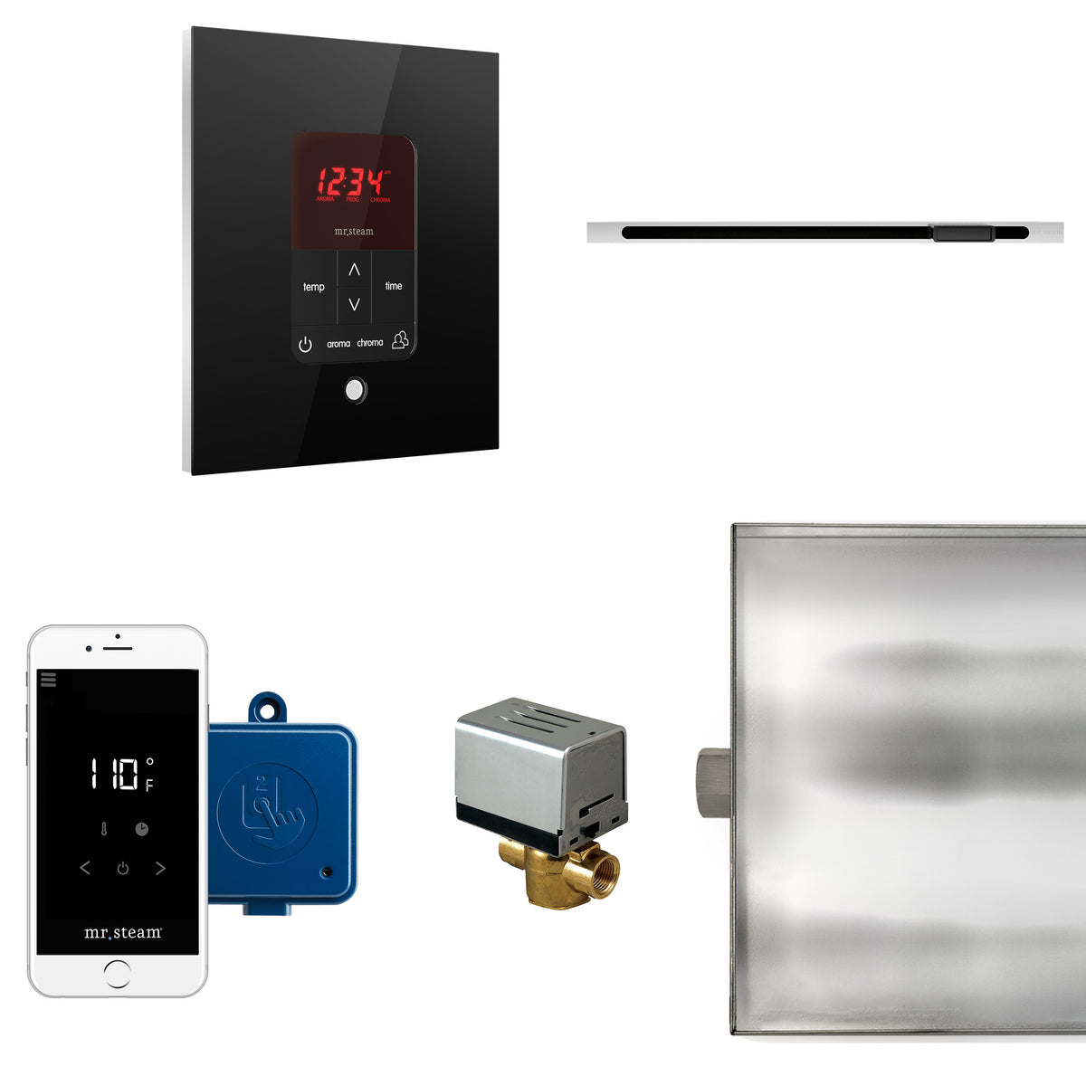 Butler Linear Steam Shower Control Package with iTempoPlus Control and Linear SteamHead in Square