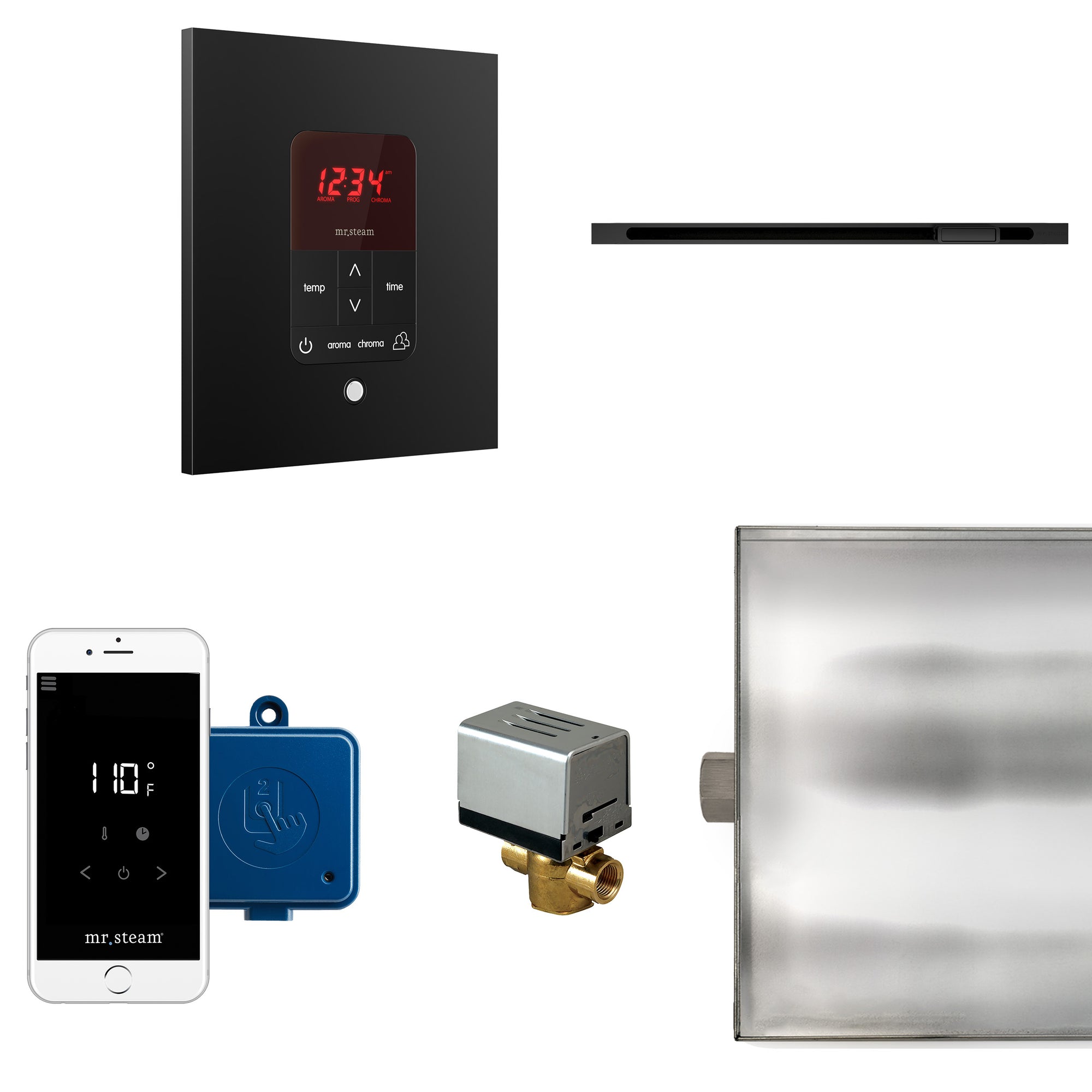 Butler Linear Steam Shower Control Package with iTempoPlus Control and Linear SteamHead in Square