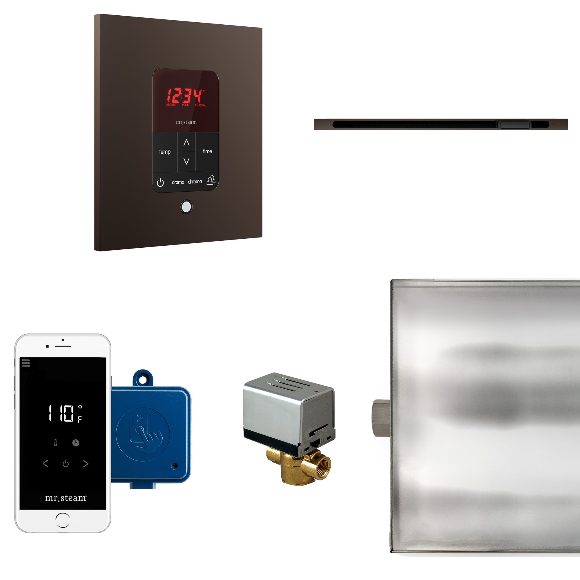 Butler Linear Steam Shower Control Package with iTempoPlus Control and Linear SteamHead in Square