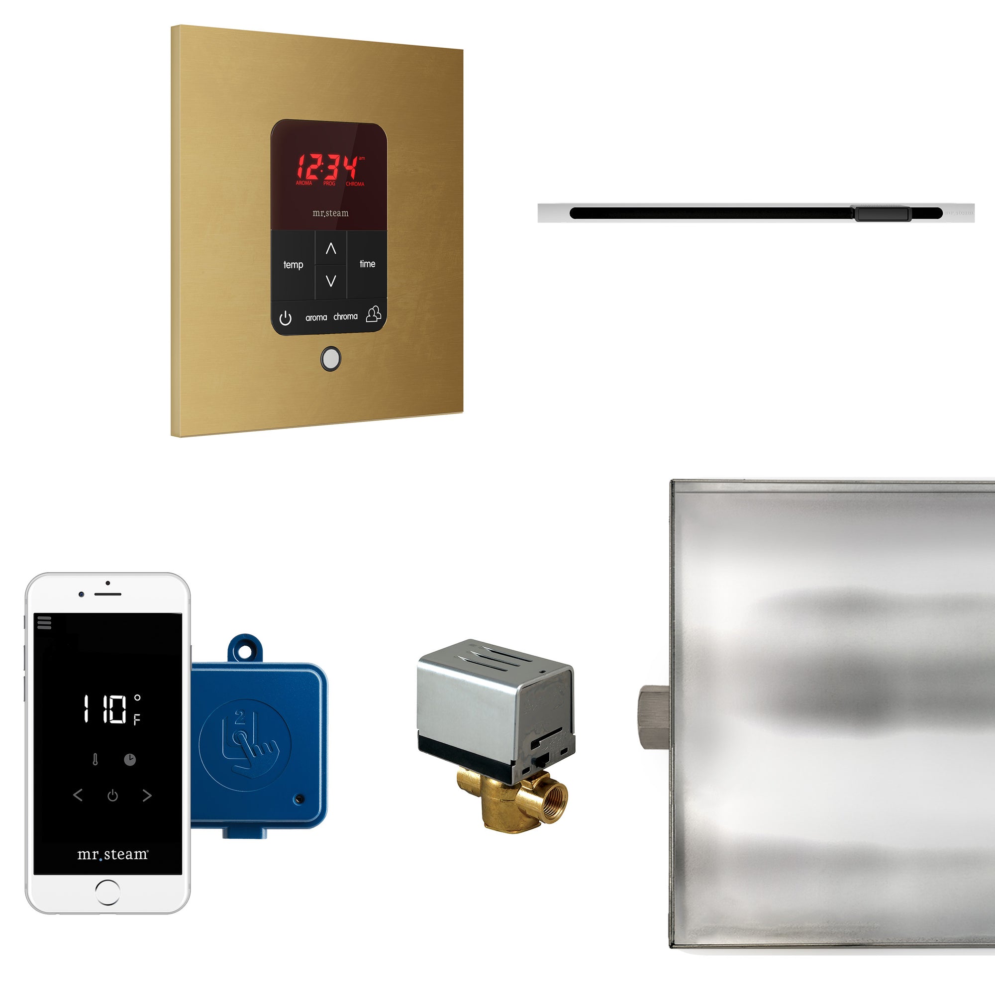 Butler Linear Steam Shower Control Package with iTempoPlus Control and Linear SteamHead in Square