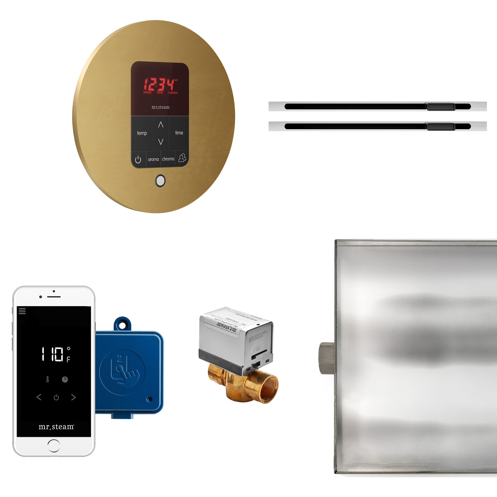 Butler Max Linear Steam Shower Control Package with iTempoPlus Control and Linear SteamHead in Round