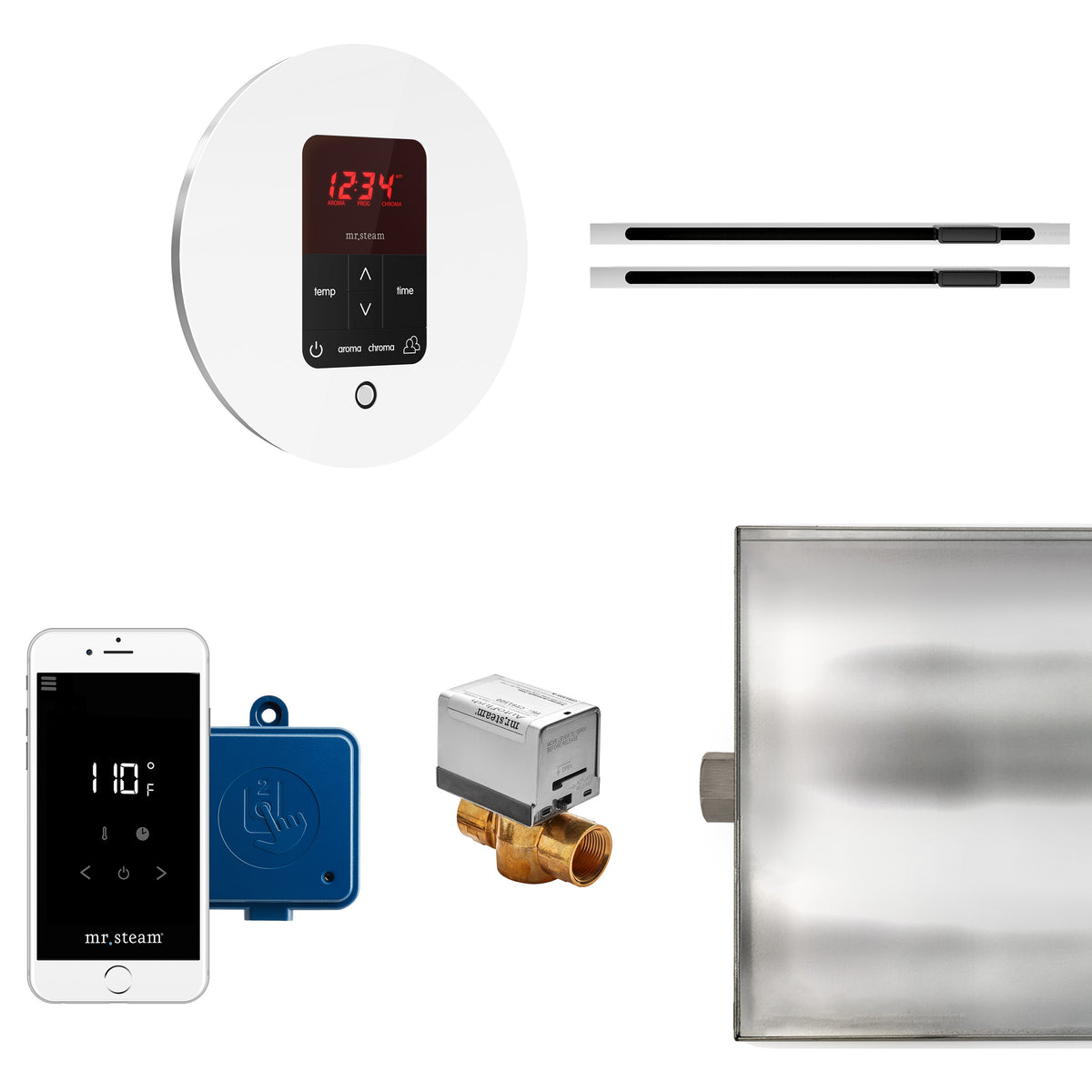 Butler Max Linear Steam Shower Control Package with iTempoPlus Control and Linear SteamHead in Round