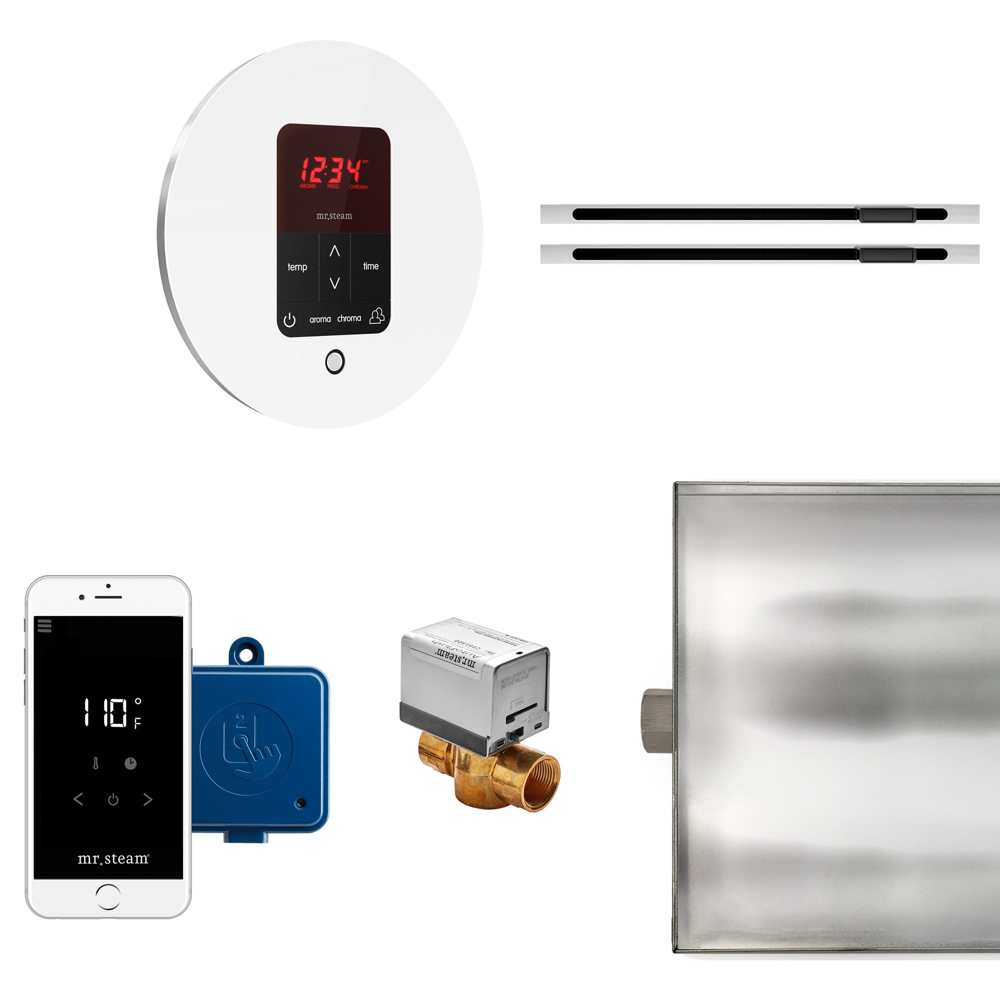 Butler Max Linear Steam Shower Control Package with iTempoPlus Control and Linear SteamHead in Round