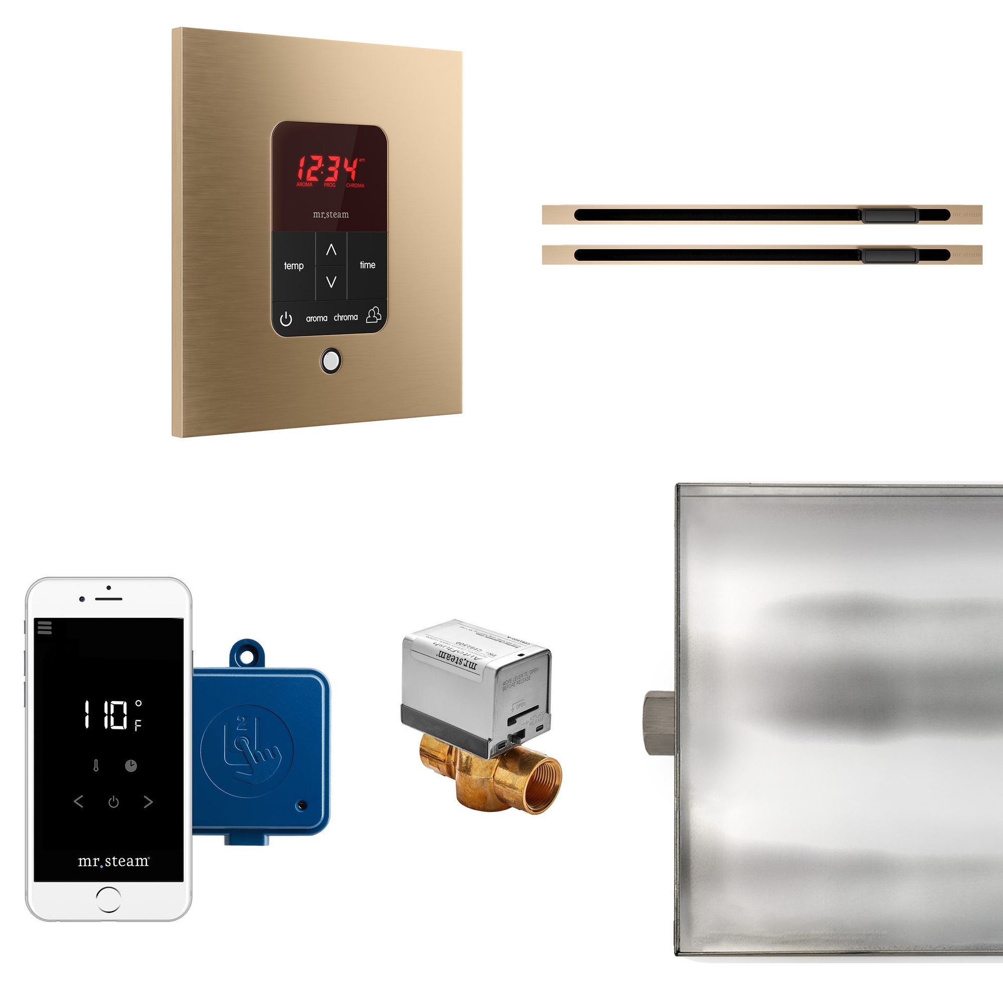 Butler Max Linear Steam Shower Control Package with iTempoPlus Control and Linear SteamHead in Square