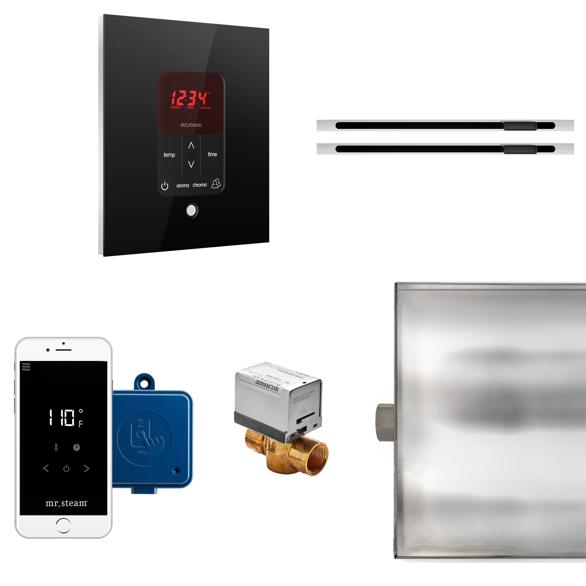 Butler Max Linear Steam Shower Control Package with iTempoPlus Control and Linear SteamHead in Square