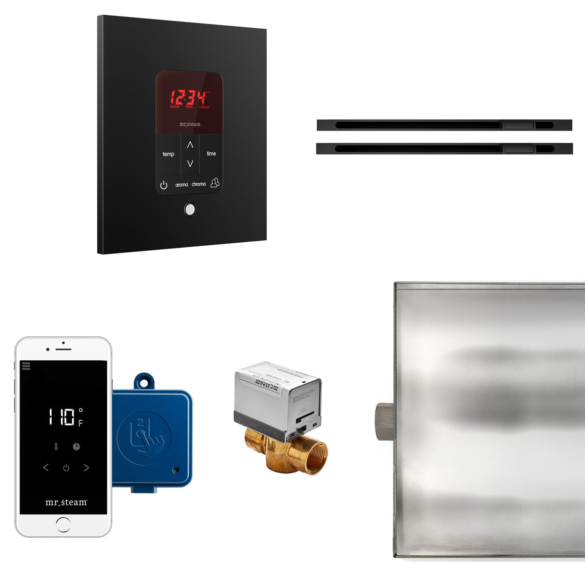 Butler Max Linear Steam Shower Control Package with iTempoPlus Control and Linear SteamHead in Square