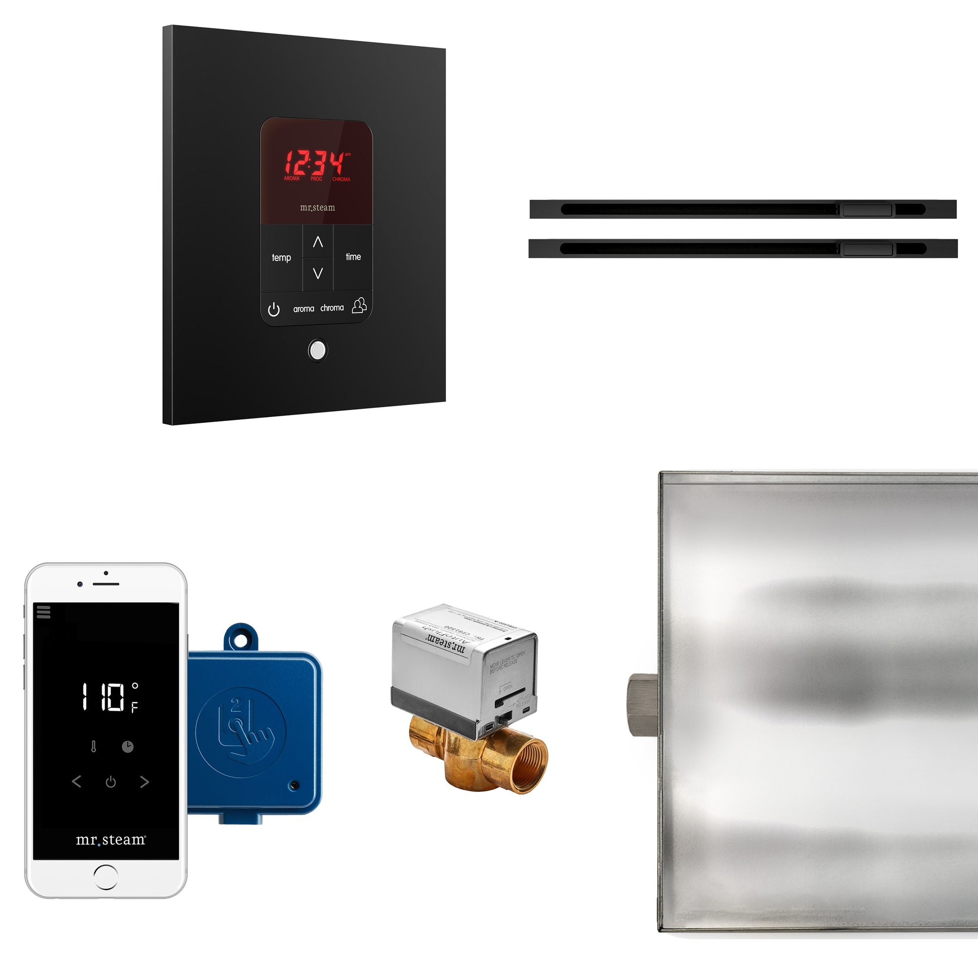 Butler Max Linear Steam Shower Control Package with iTempoPlus Control and Linear SteamHead in Square