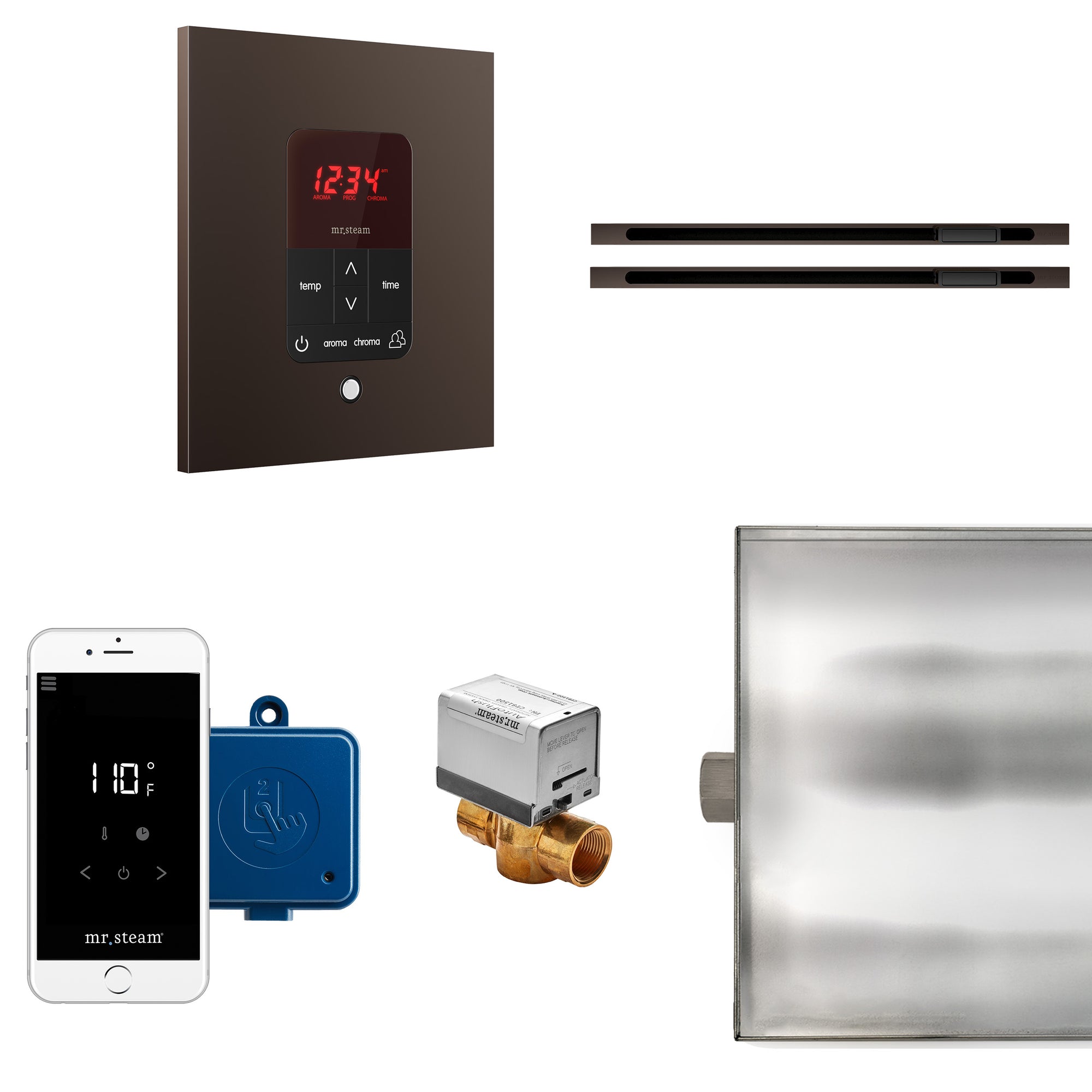 Butler Max Linear Steam Shower Control Package with iTempoPlus Control and Linear SteamHead in Square