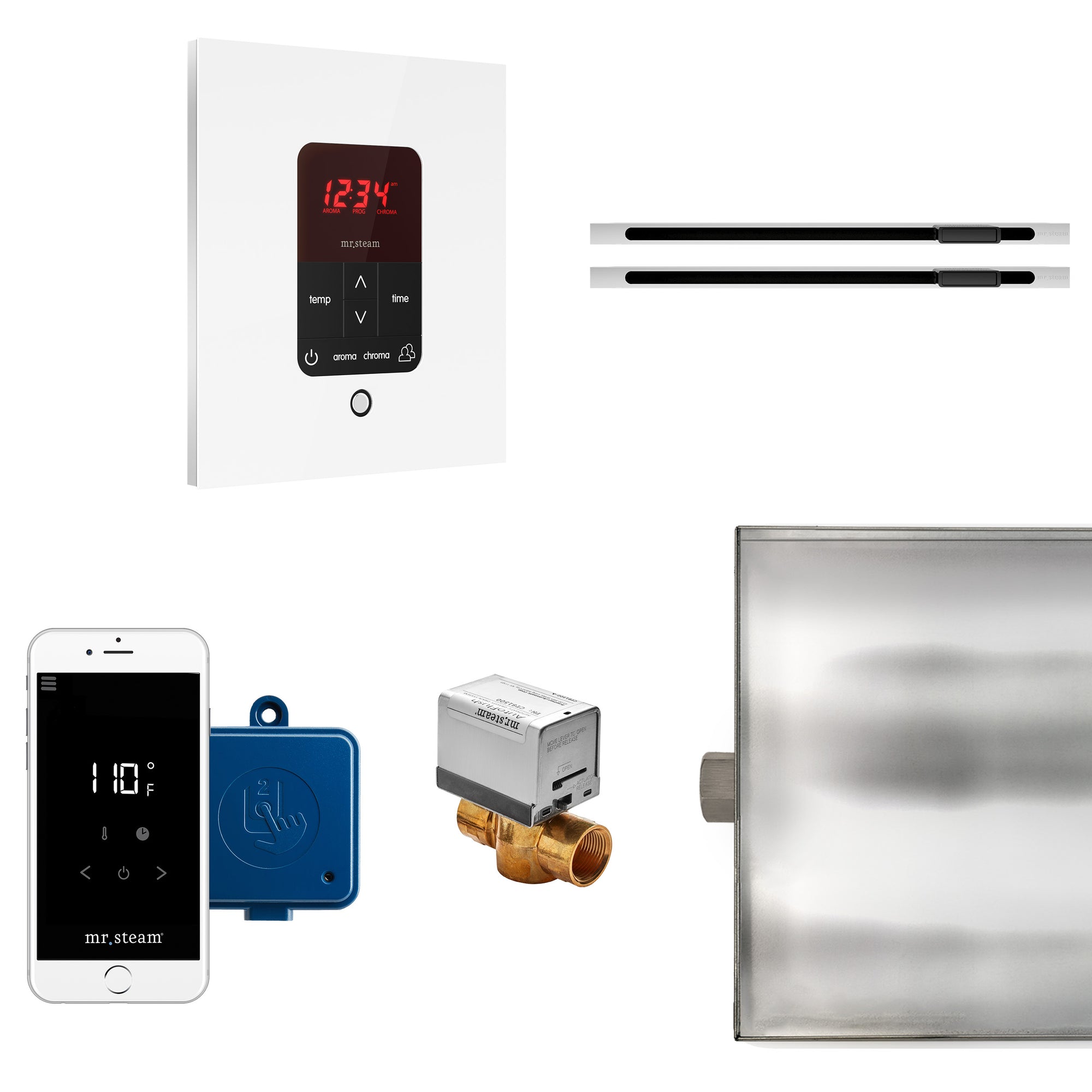 Butler Max Linear Steam Shower Control Package with iTempoPlus Control and Linear SteamHead in Square