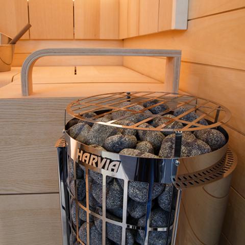 Cilindro Half Series 6kW Stainless Steel Sauna Heater at 240V 1PH with Built-In Time and Temperature Controls