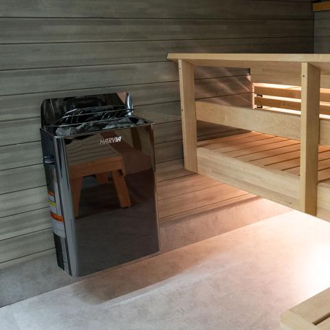 The Wall Series, 8kW, Black Stainless Steel Sauna Heater, 240V 1PH