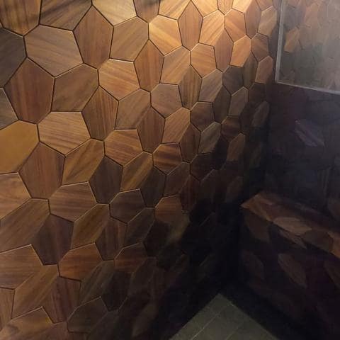 EmotionWood Thermo-Abachi, Hexagon, Decorative Sauna Wall Panel 310-PNL-HEX-TABACHI